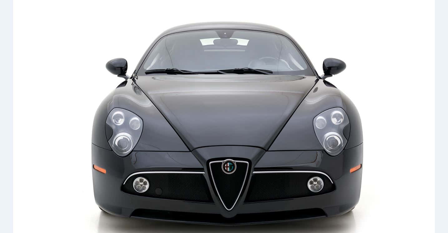 Alfa Romeo 8C Competizione, matte black, front view, HD Desktop Wallpaper