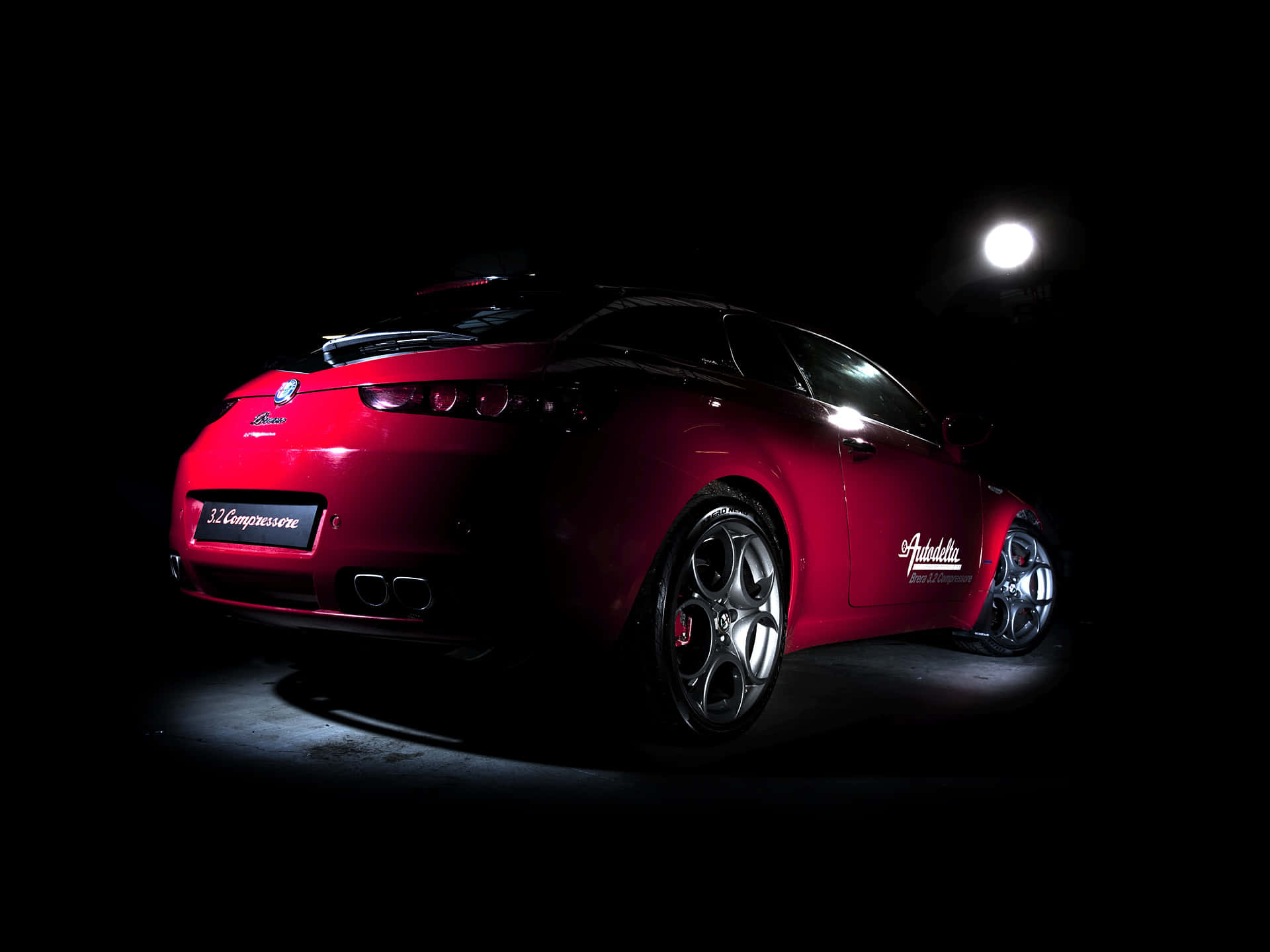 Alfa Romeo Brera, glossy red, single spotlight, Full HD Desktop Wallpaper