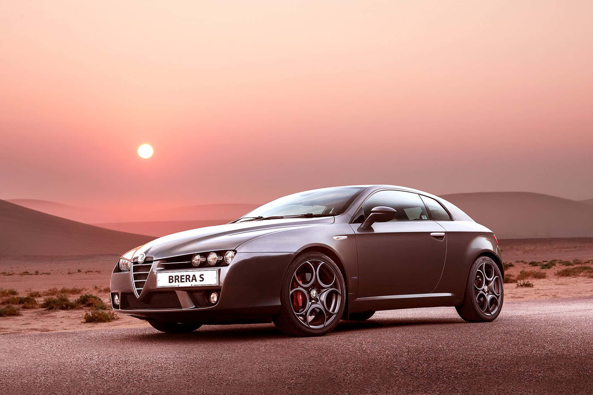 Alfa Romeo Brera, S sports car, desert road, Full HD Desktop Wallpaper