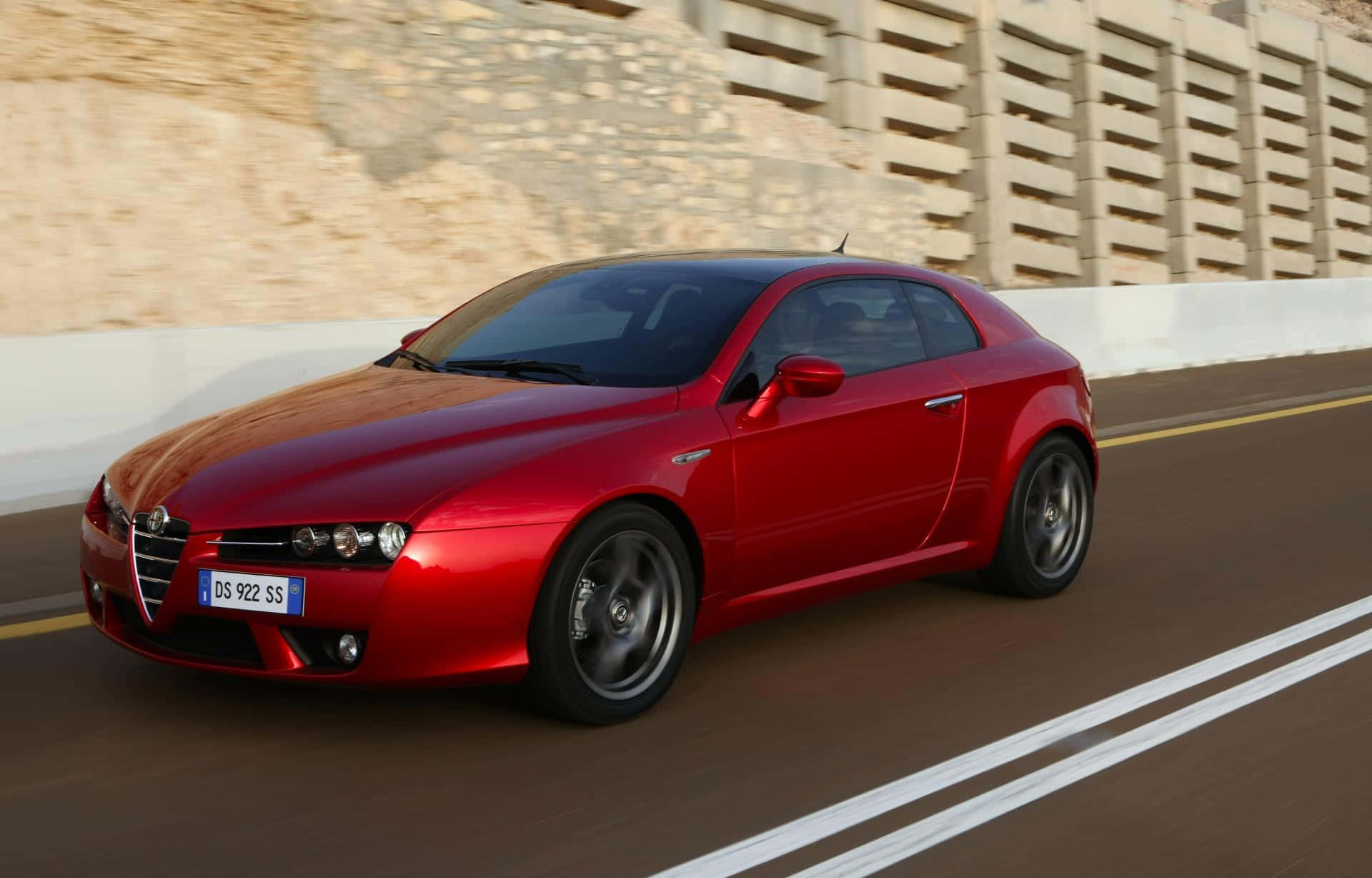 Alfa Romeo Brera, vibrant red, sunlit road, Full HD Desktop Wallpaper