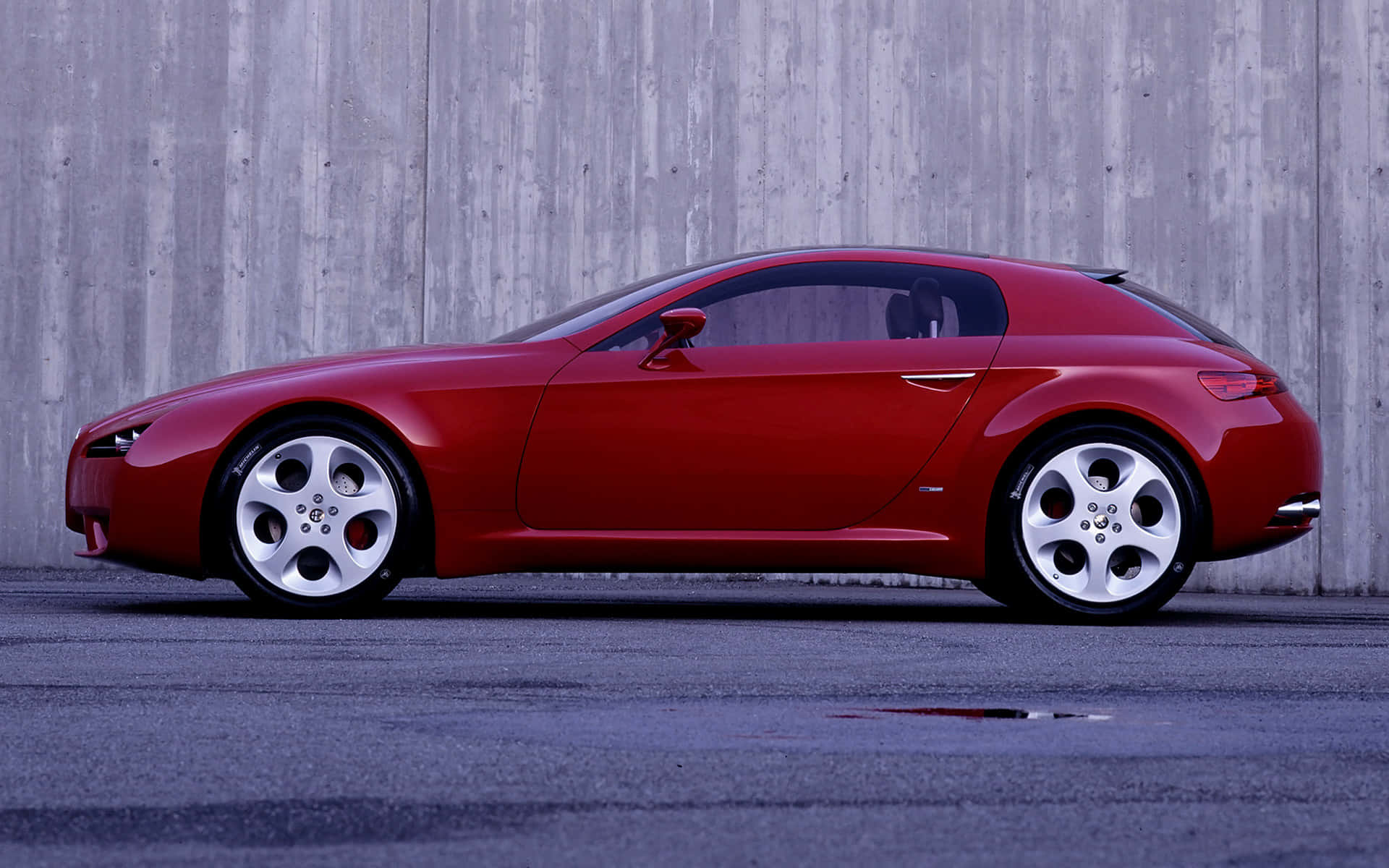 Alfa Romeo Brera, sleek red sports car, silver wheels, Full HD Desktop Wallpaper