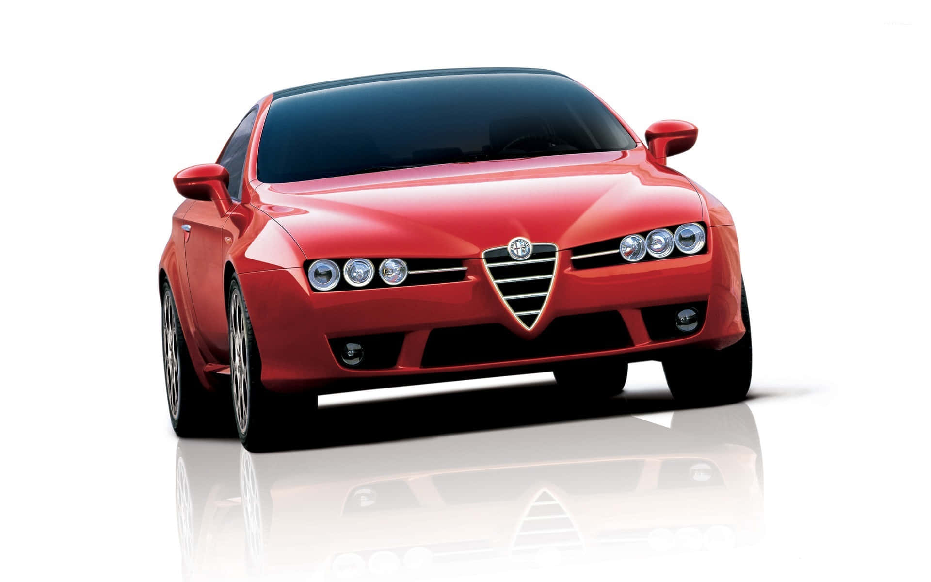 Alfa Romeo Brera, glossy red, quad headlights, Full HD Desktop Wallpaper