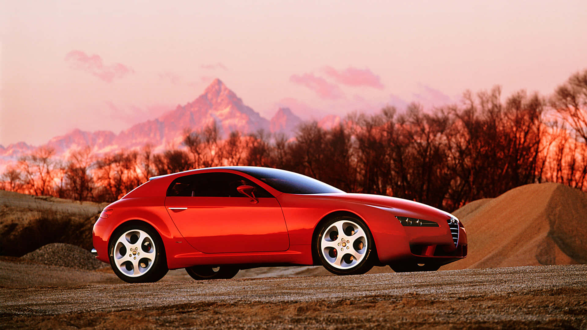Alfa Romeo Brera, red, gravel, Full HD Desktop Wallpaper