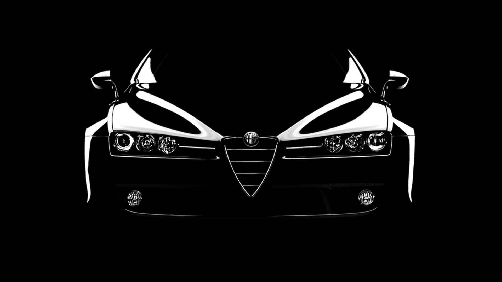 Alfa Romeo Brera, stark white silhouette, front view, Full HD Desktop Wallpaper