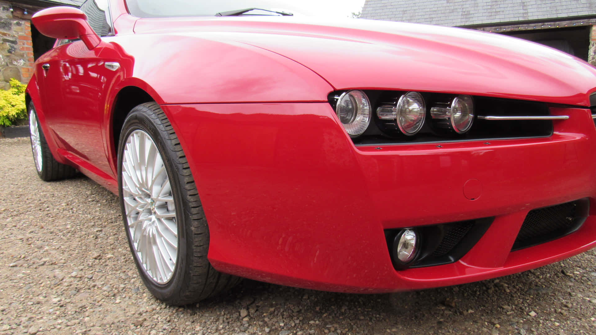 Alfa Romeo Brera, glossy red, silver rims, Full HD Desktop Wallpaper