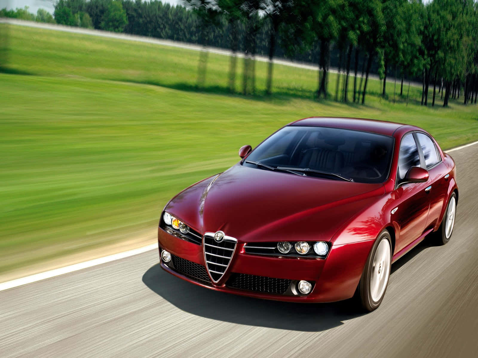 Alfa Romeo Brera, glossy red, winding road, HD Desktop Wallpaper