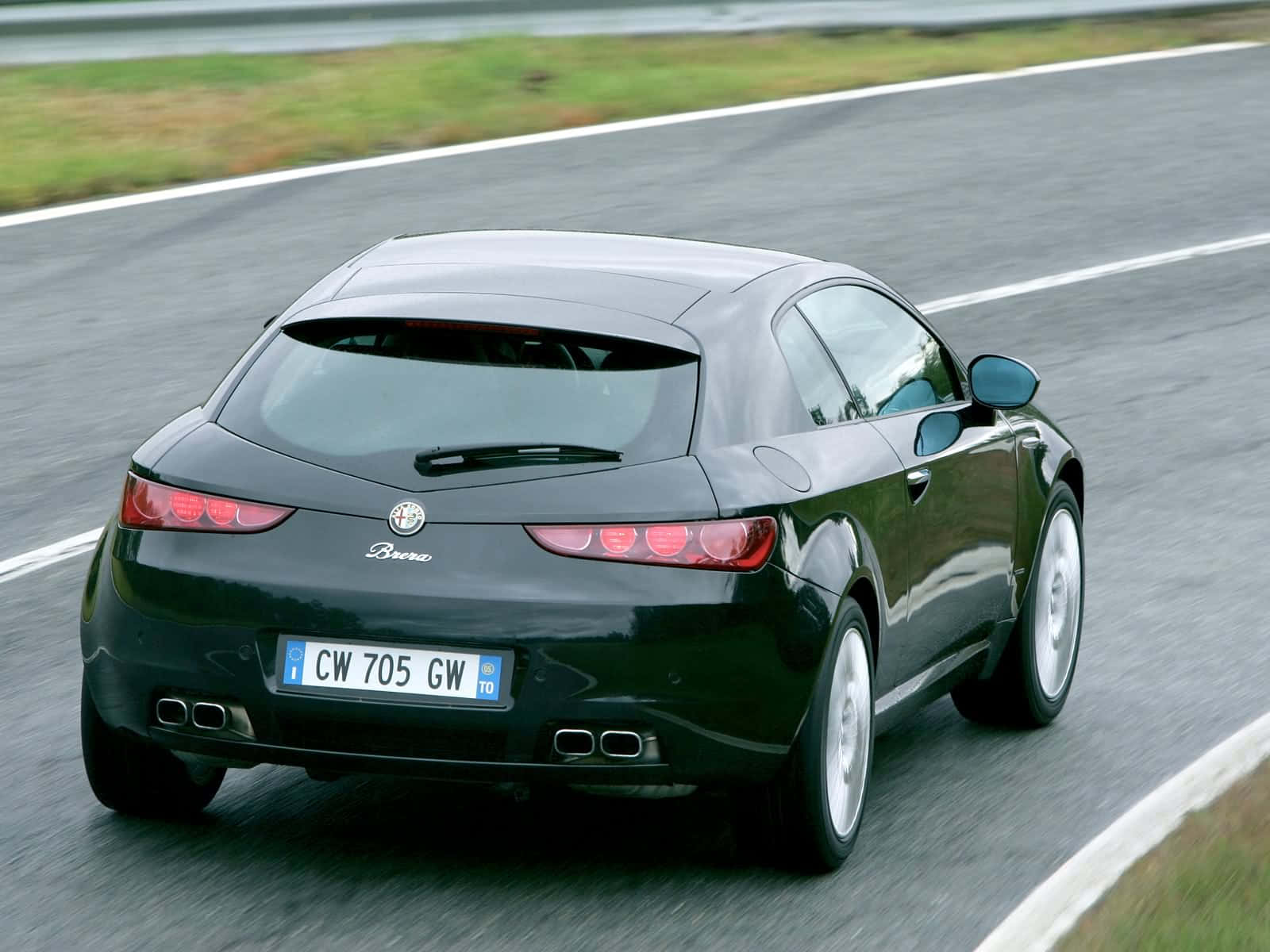 Alfa Romeo Brera, black, wet asphalt road, HD Desktop Wallpaper