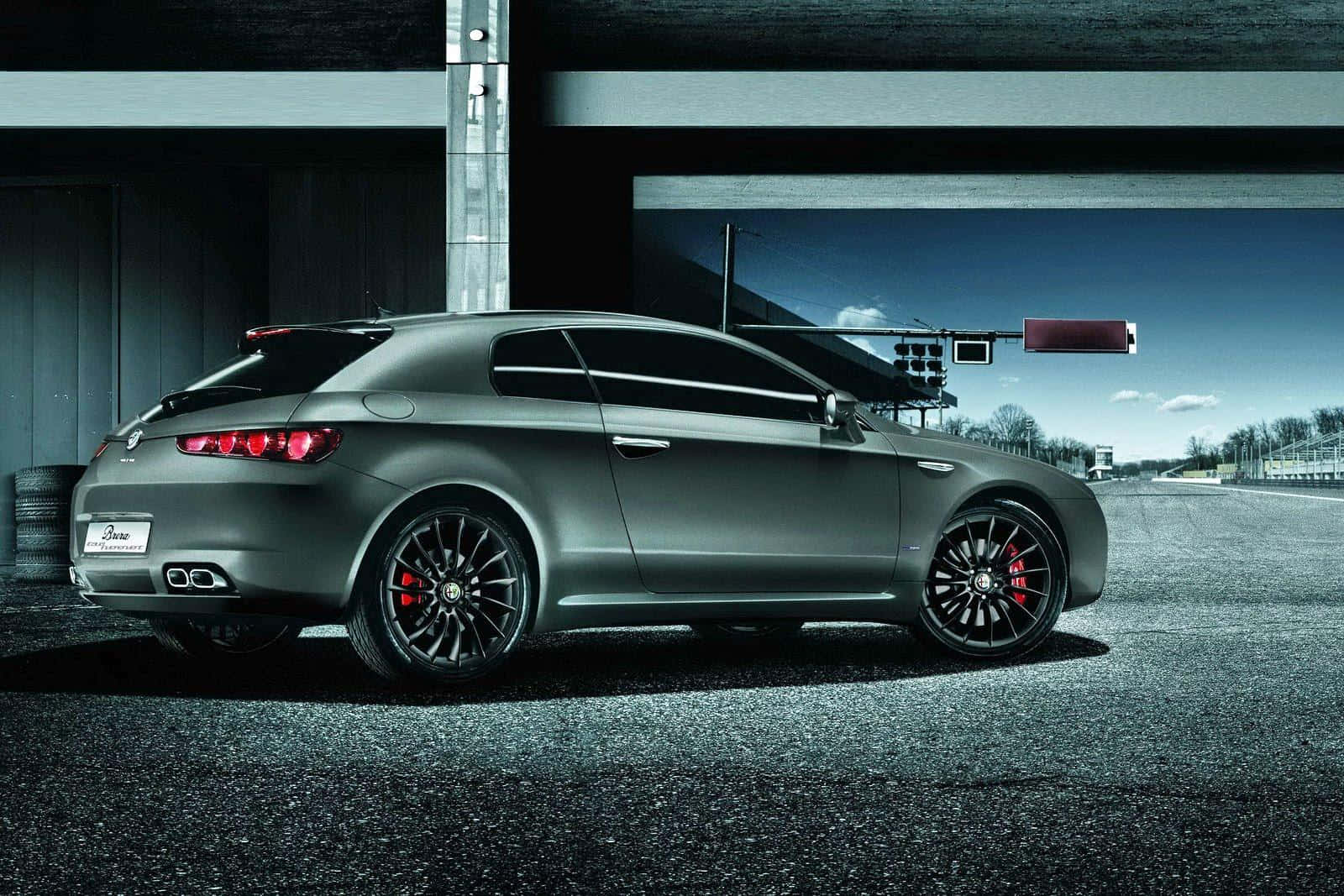 Alfa Romeo Brera, matte gray, black rims, HD Desktop Wallpaper