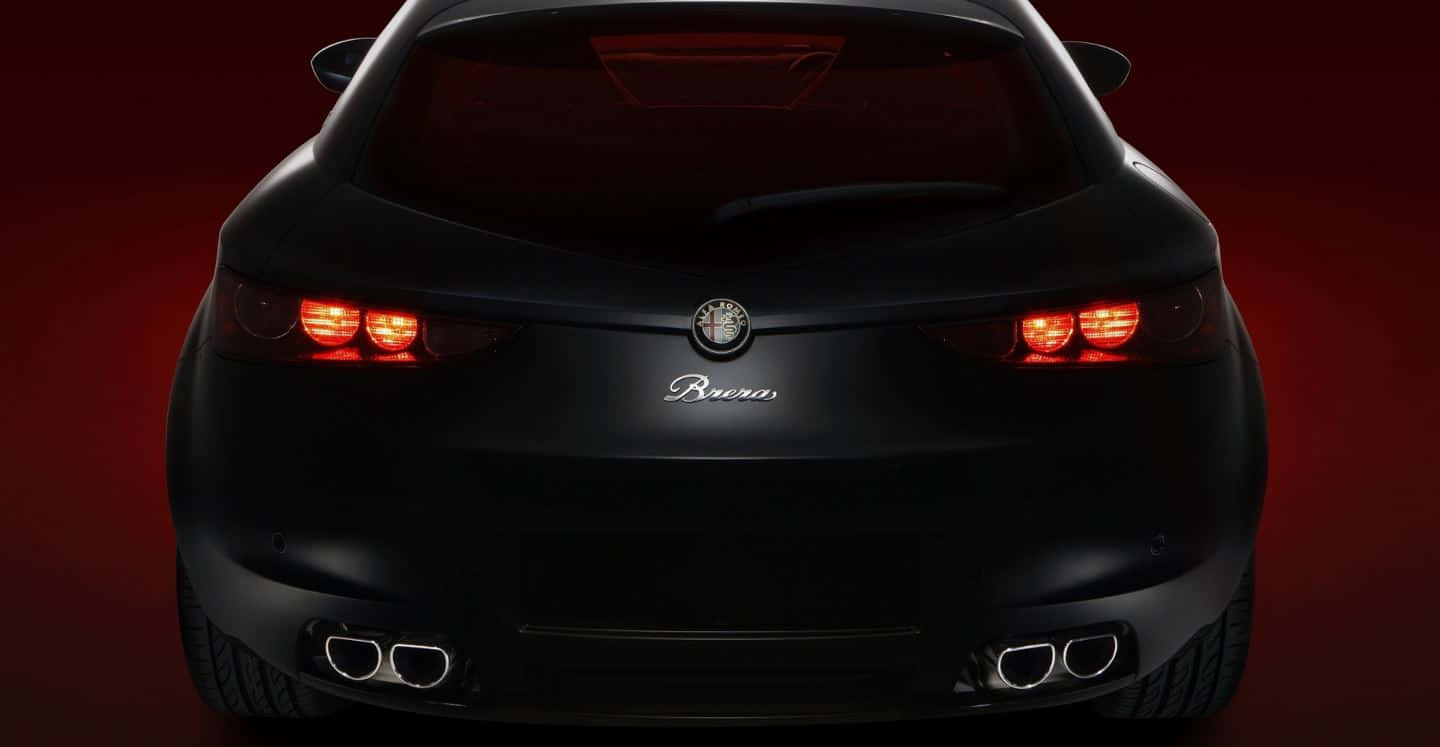 Alfa Romeo Brera, sleek black, glowing red taillights, HD Desktop Wallpaper