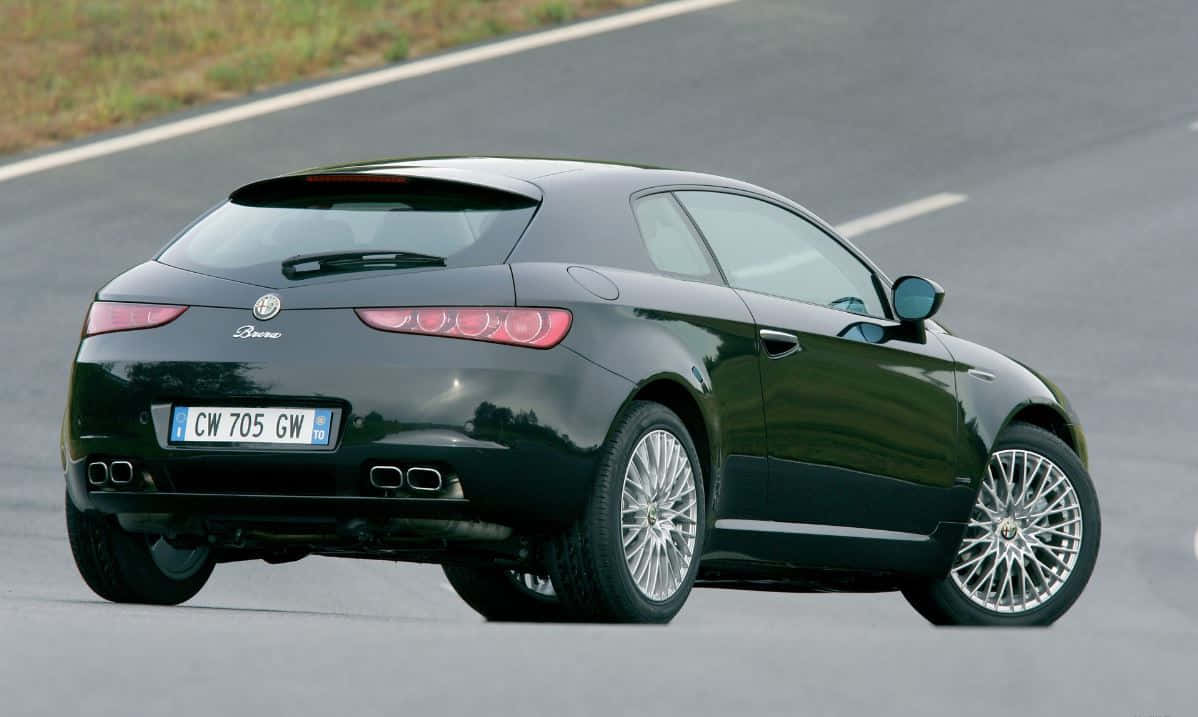 Alfa Romeo Brera, black, winding asphalt road, SD Desktop Wallpaper