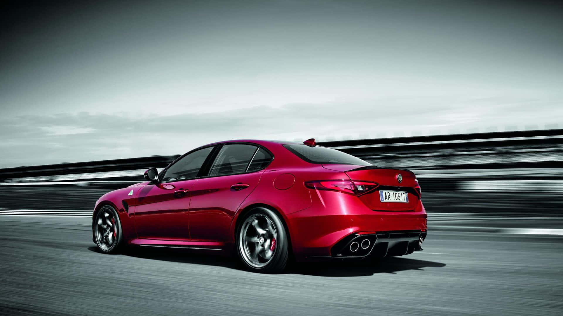 Alfa Romeo Giulia, red, sedan, Full HD Desktop Wallpaper