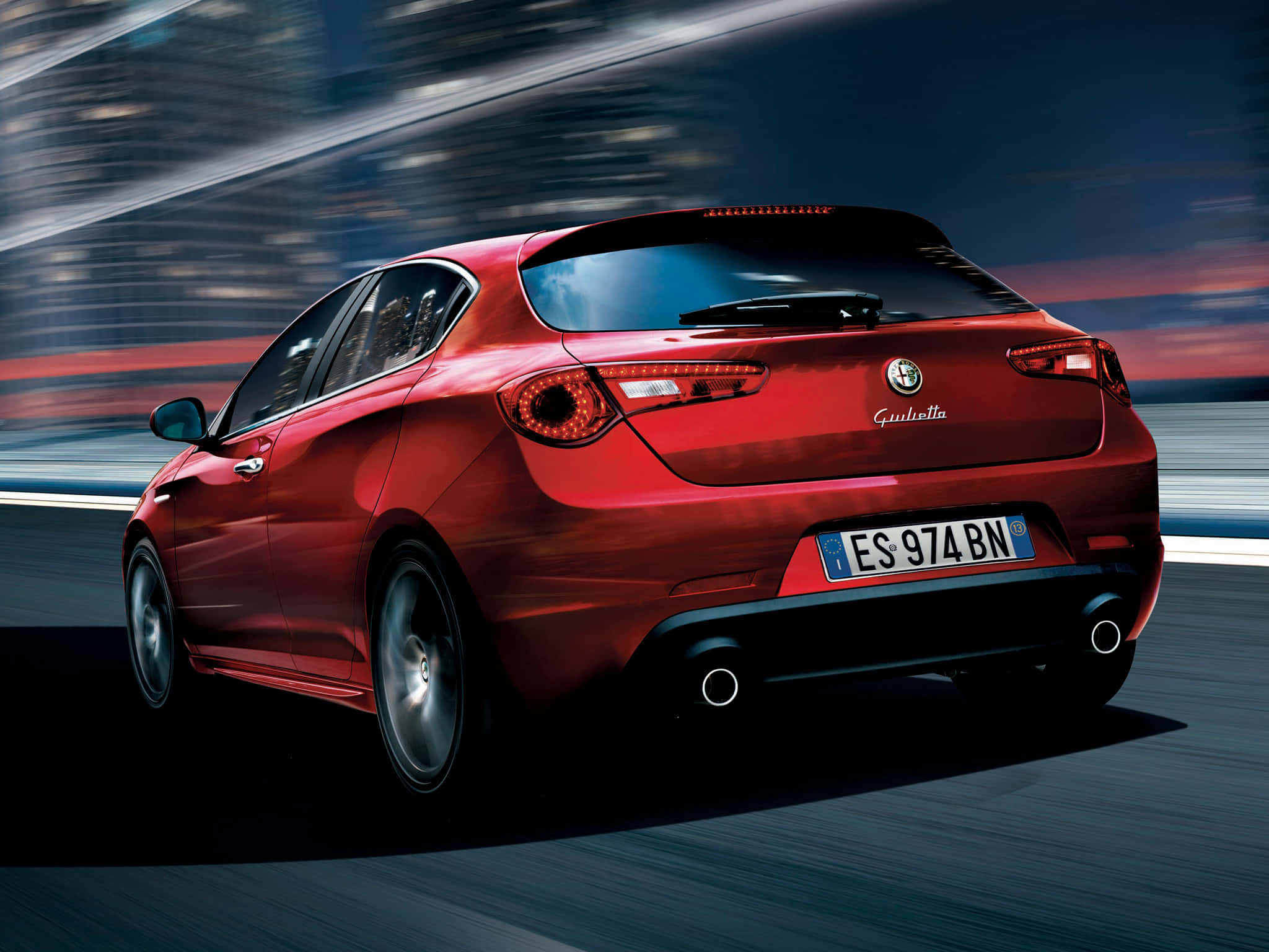 Alfa Romeo Giulietta, glossy red, dusk, Full HD Desktop Wallpaper