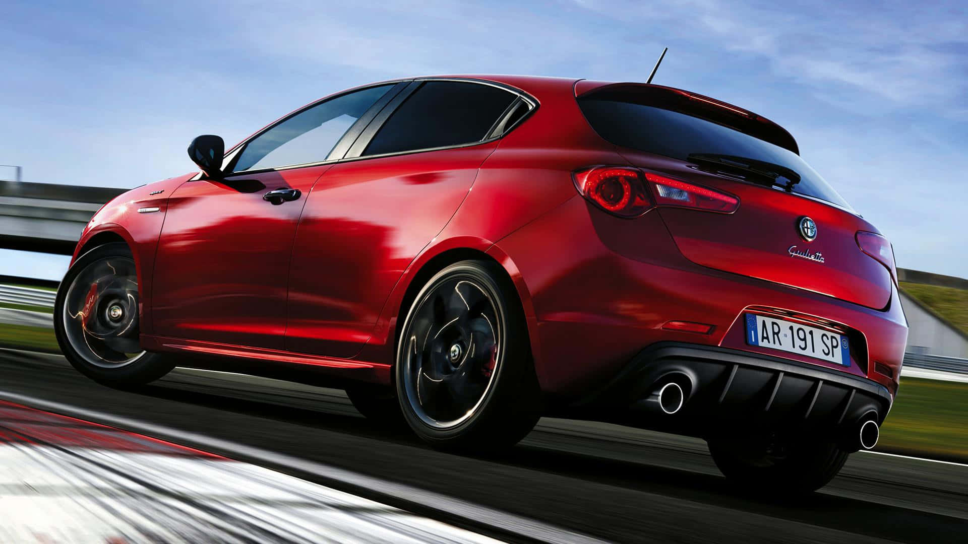Alfa Romeo Giulietta, red, racetrack, Full HD Desktop Wallpaper
