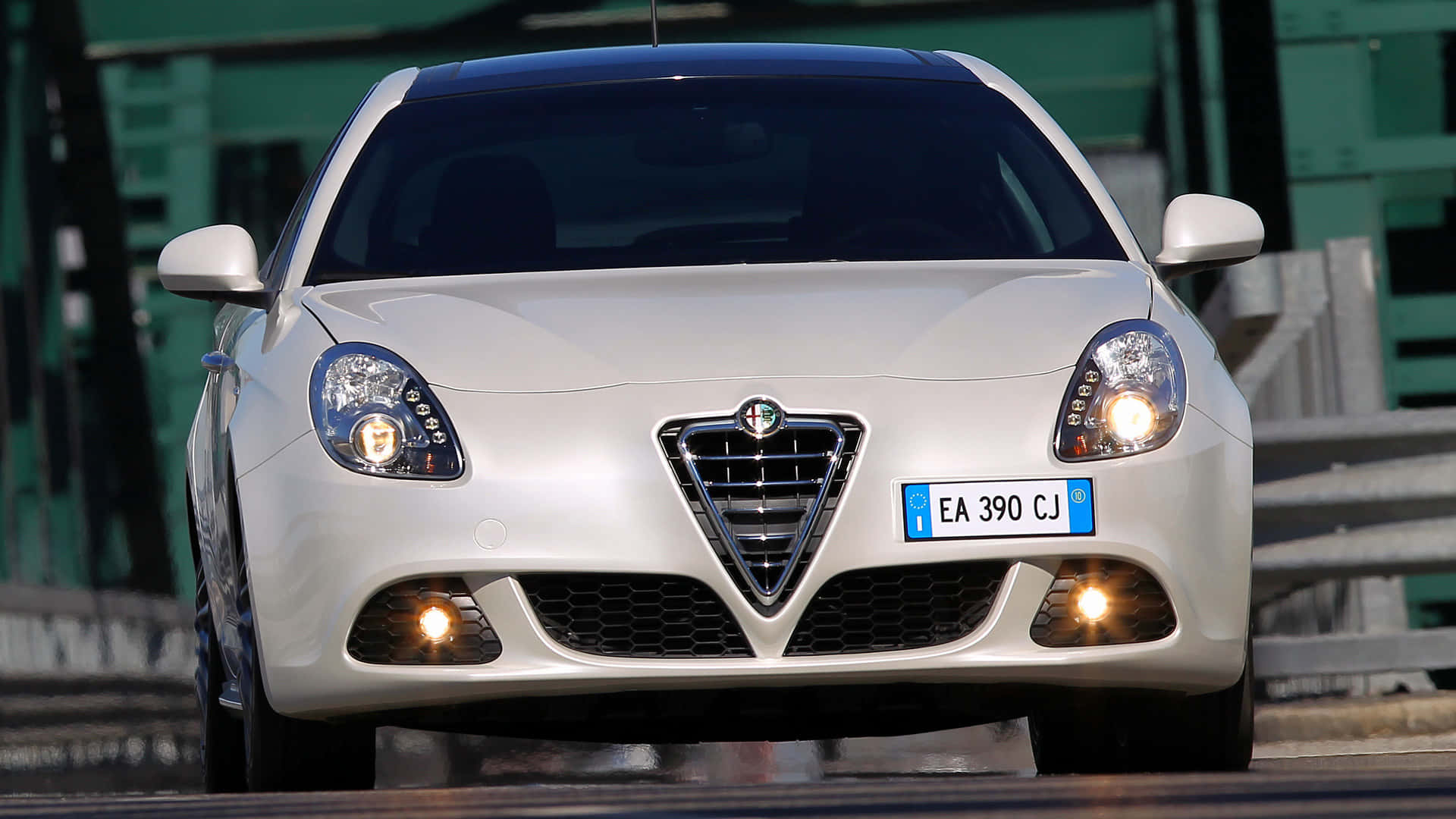 Alfa Romeo Giulietta, white, glowing headlights, Full HD Desktop Wallpaper