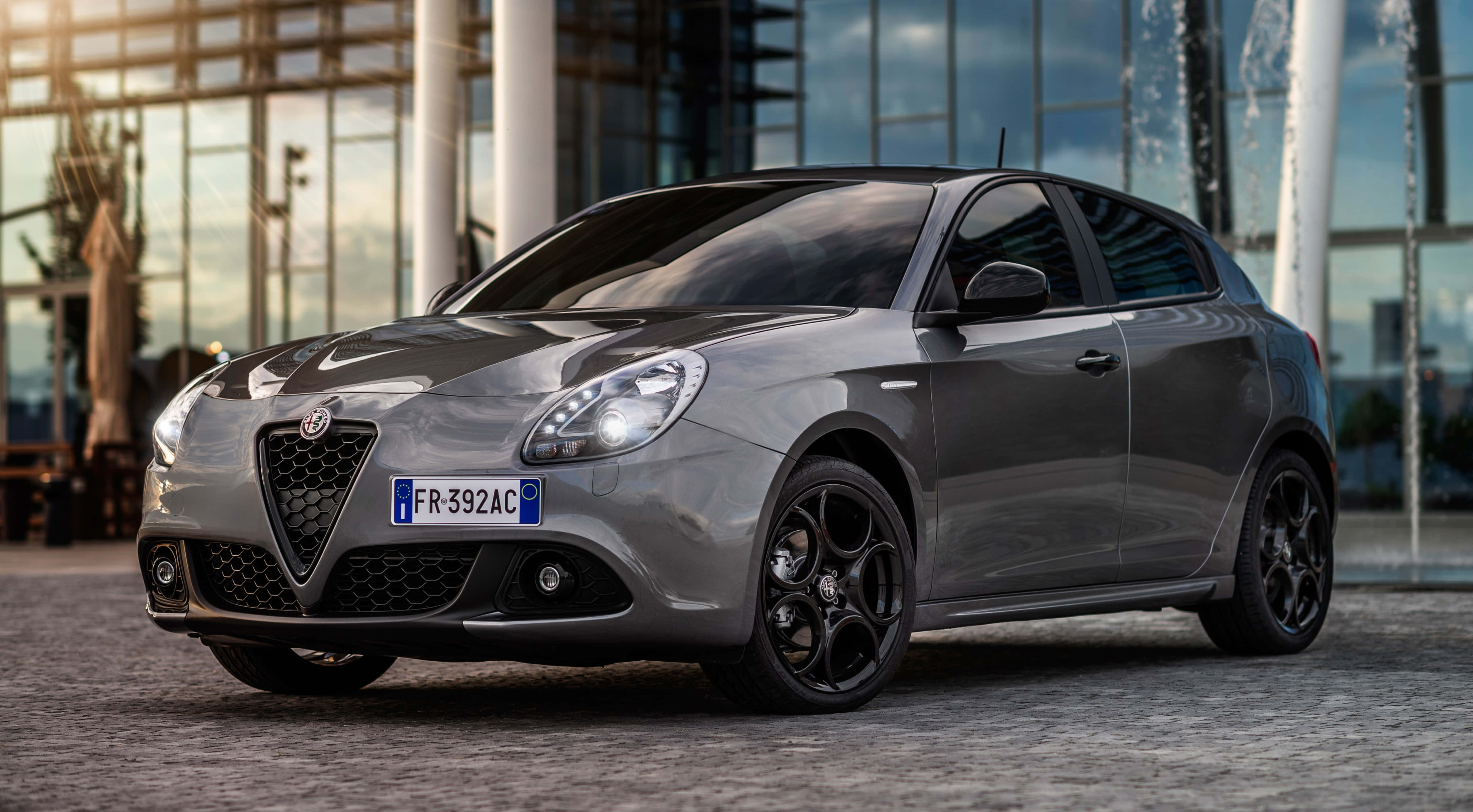 Alfa Romeo Giulietta, gray, cobblestone, 5K Desktop Wallpaper