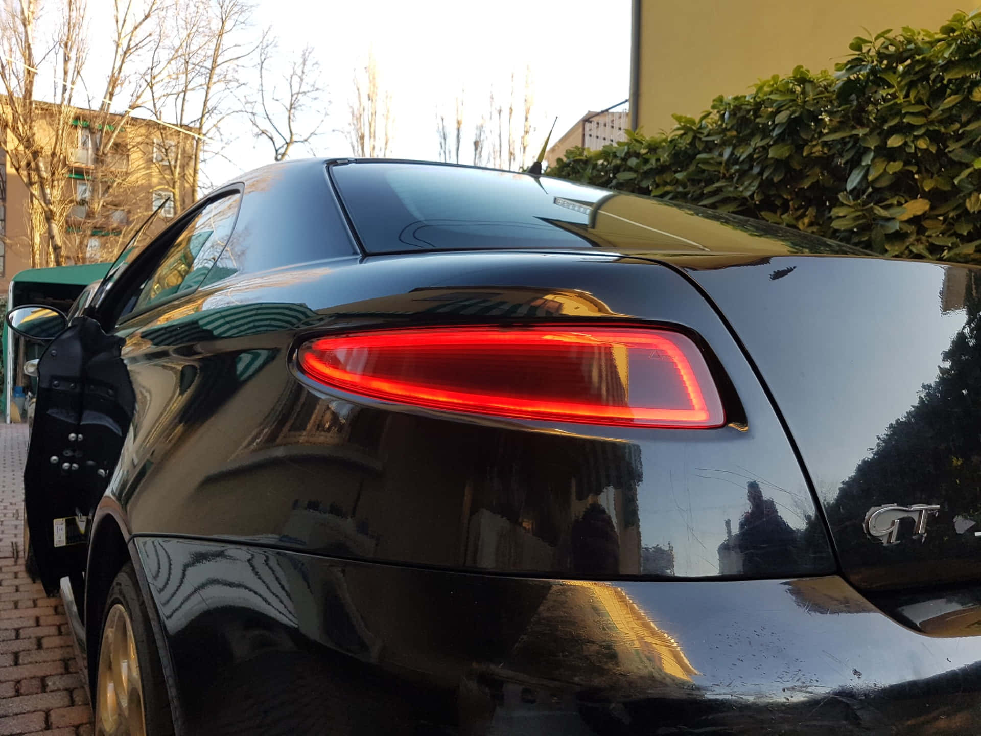 Alfa Romeo GT, glossy black, glowing red taillights, Full HD Desktop Wallpaper