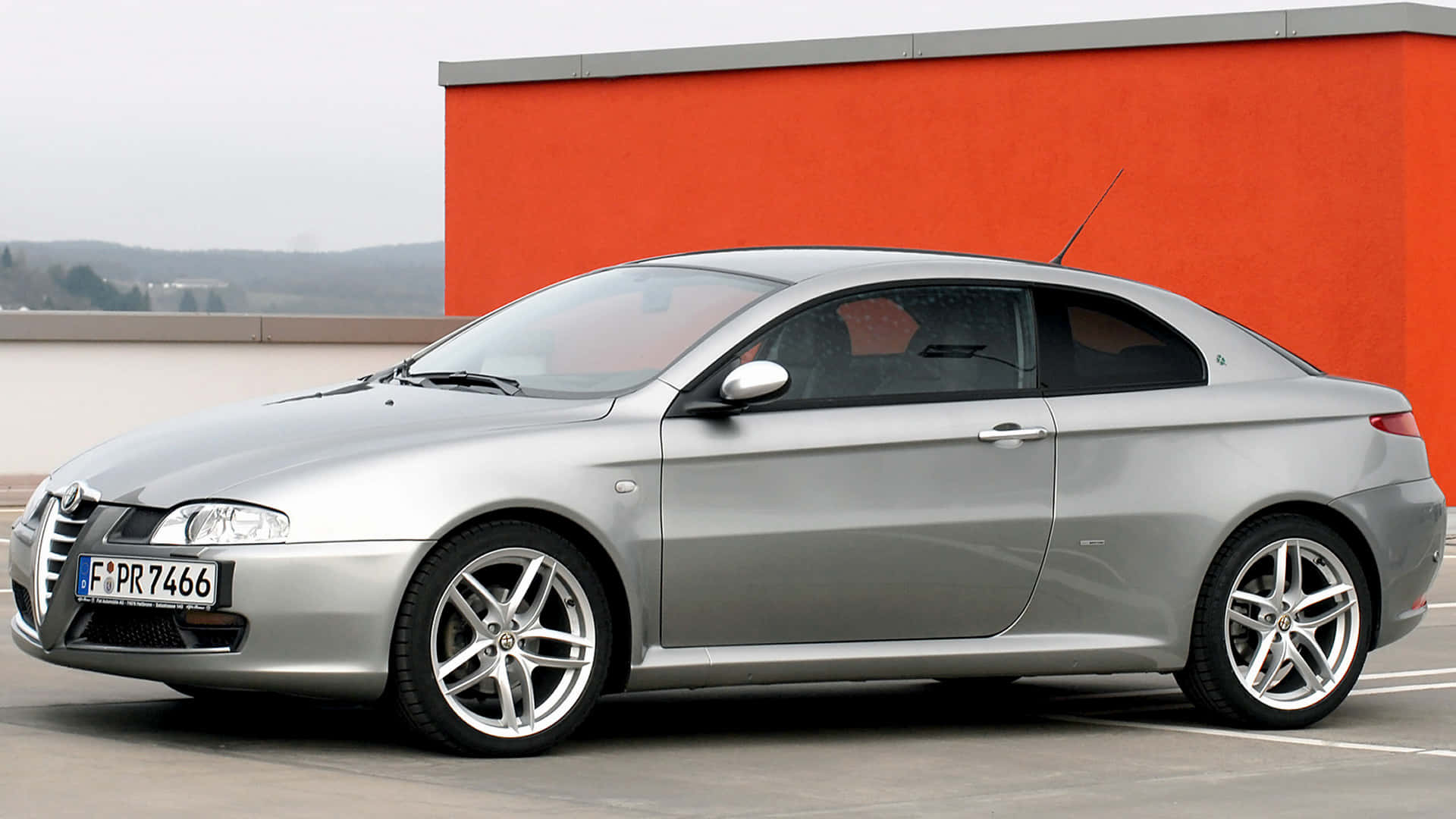 Alfa Romeo GT, silver, orange wall, Full HD Desktop Wallpaper
