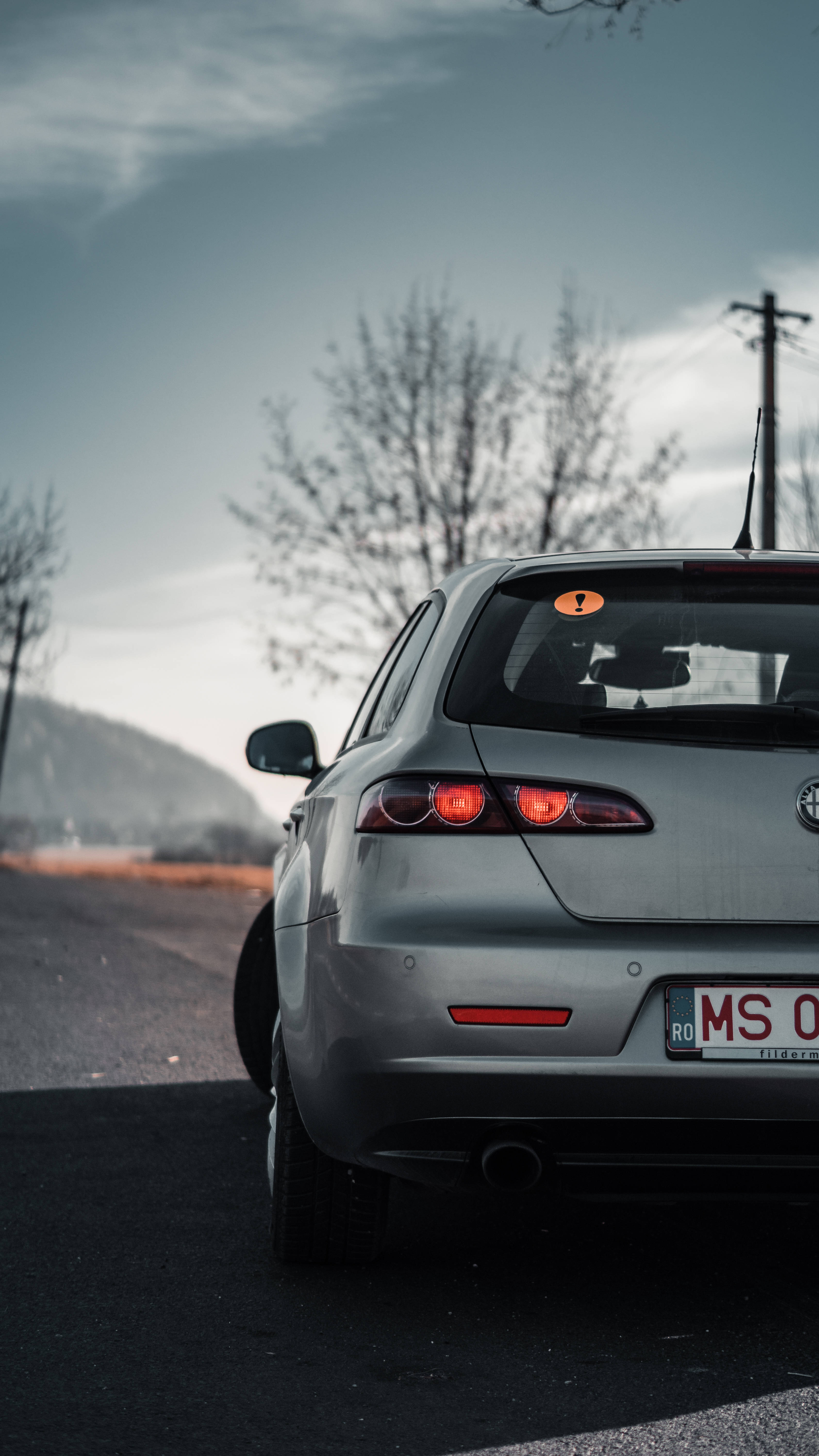 Alfa Romeo, iPhone, silver car, 5K Phone Wallpaper
