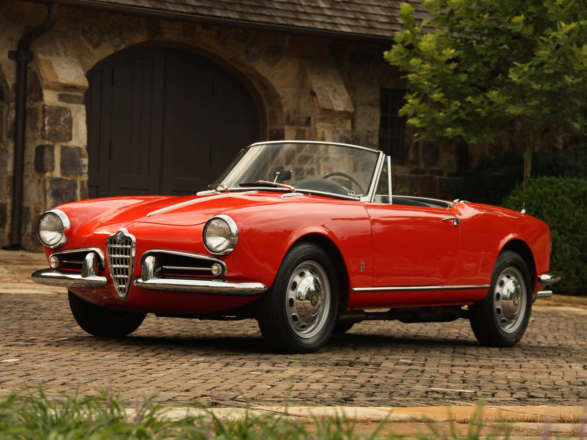 Alfa Romeo Spider, red, classic, Full HD Desktop Wallpaper