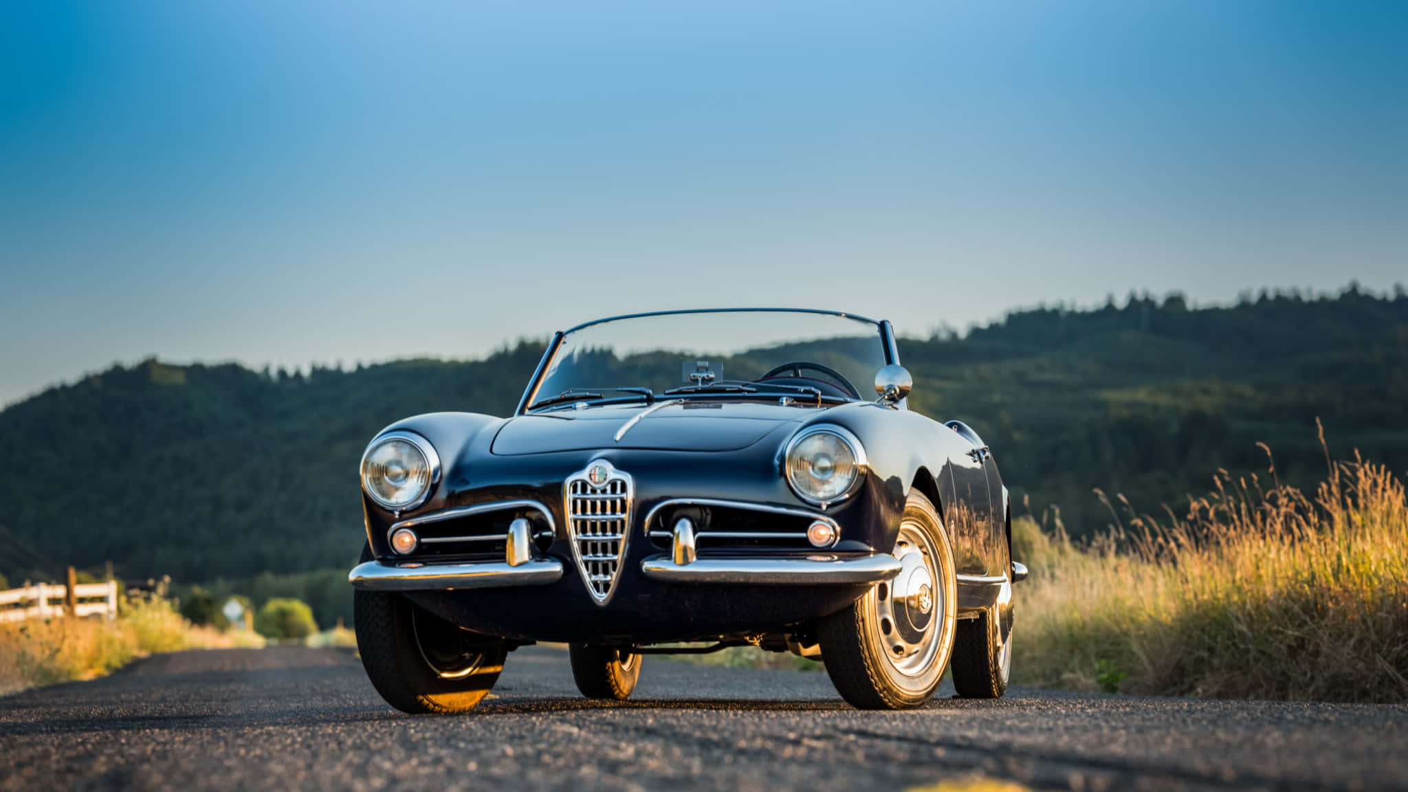 Alfa Romeo Spider, black, classic, Full HD Desktop Wallpaper