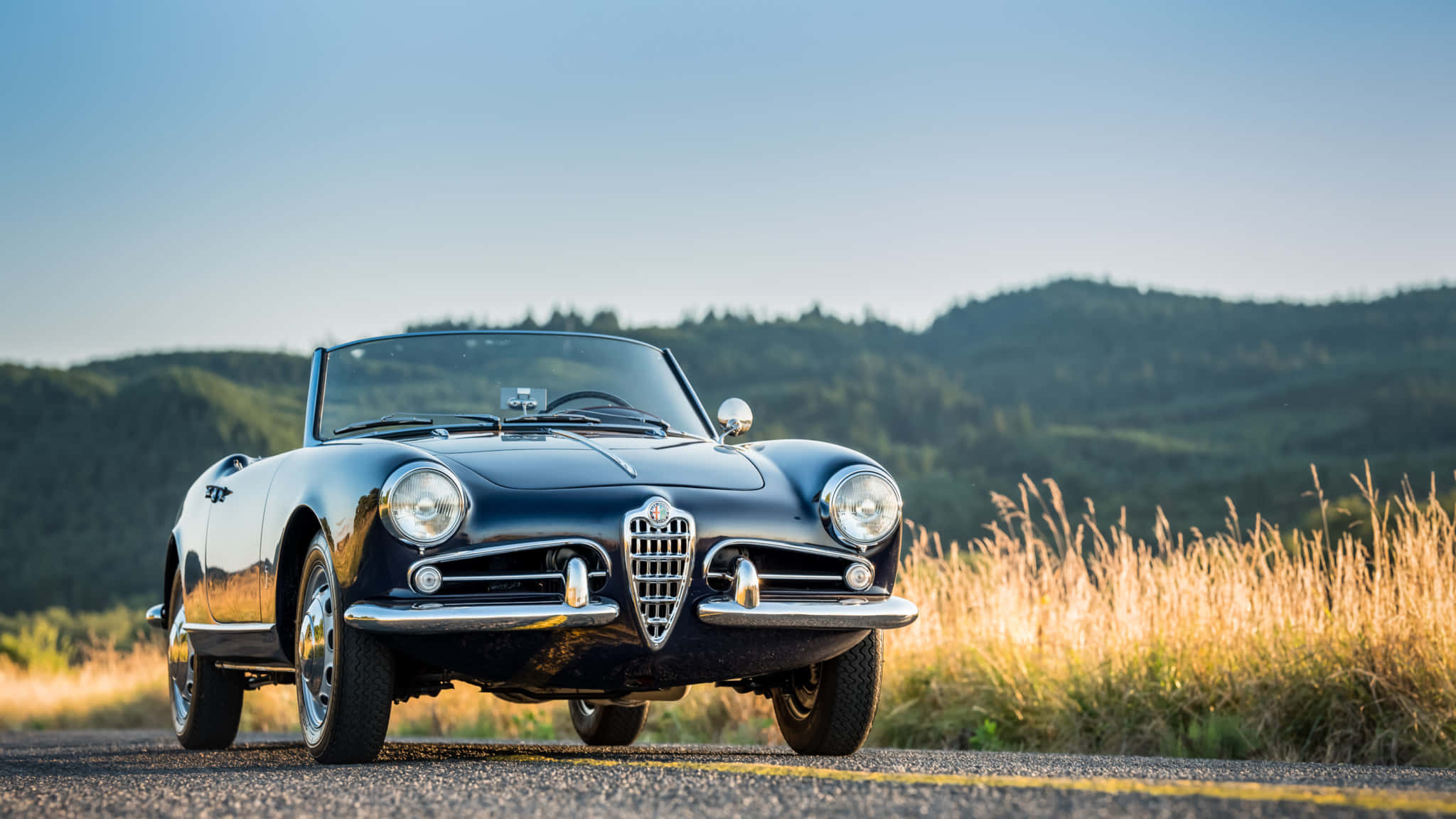 Alfa Romeo Spider, black, vintage, Full HD Desktop Wallpaper