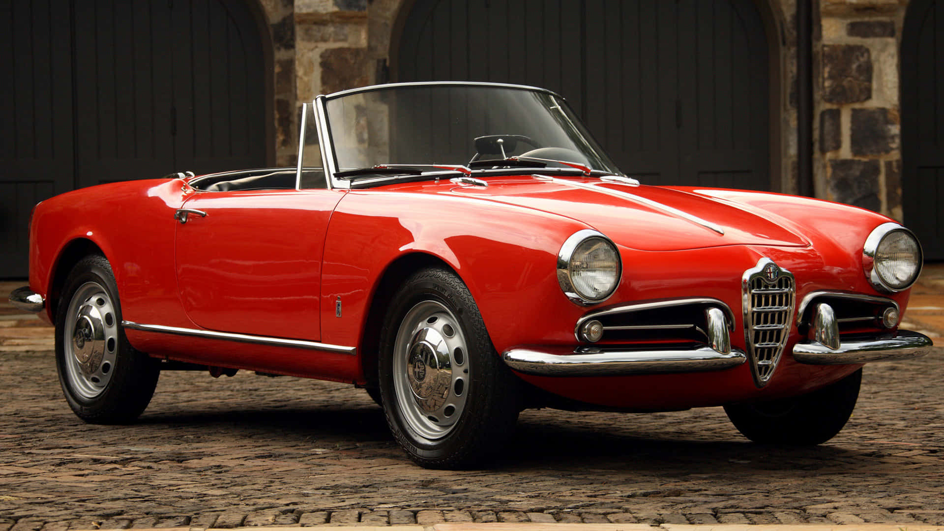 Alfa Romeo Spider, glossy red, classic, Full HD Desktop Wallpaper