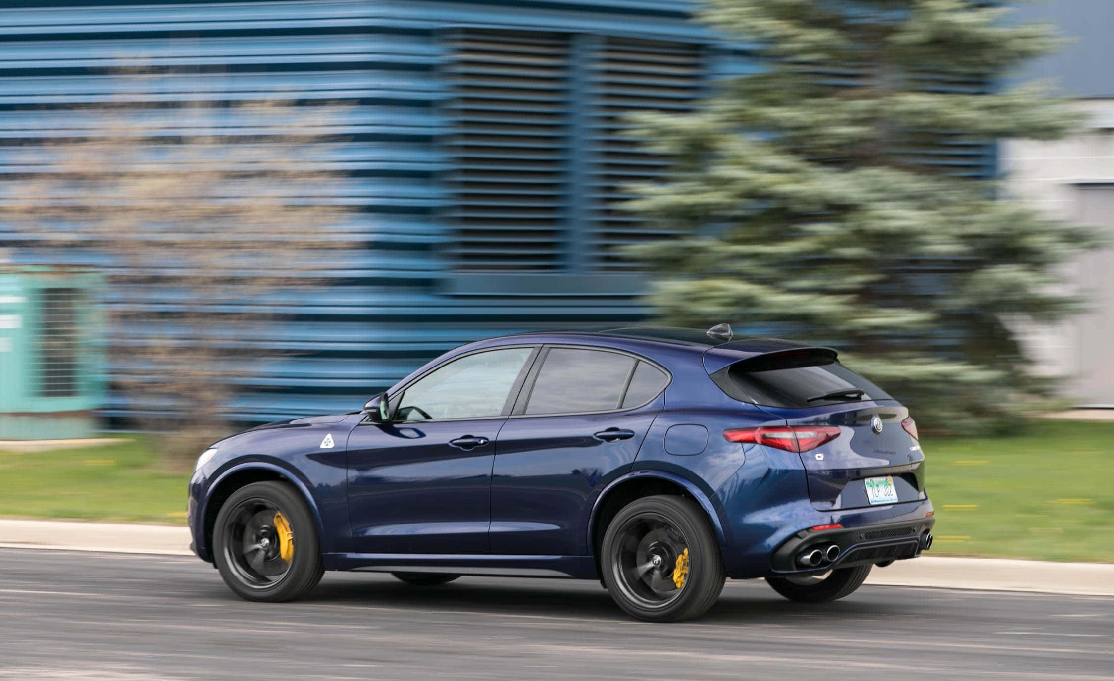 Alfa Romeo Stelvio, blue, motion blur, Full HD Desktop Wallpaper