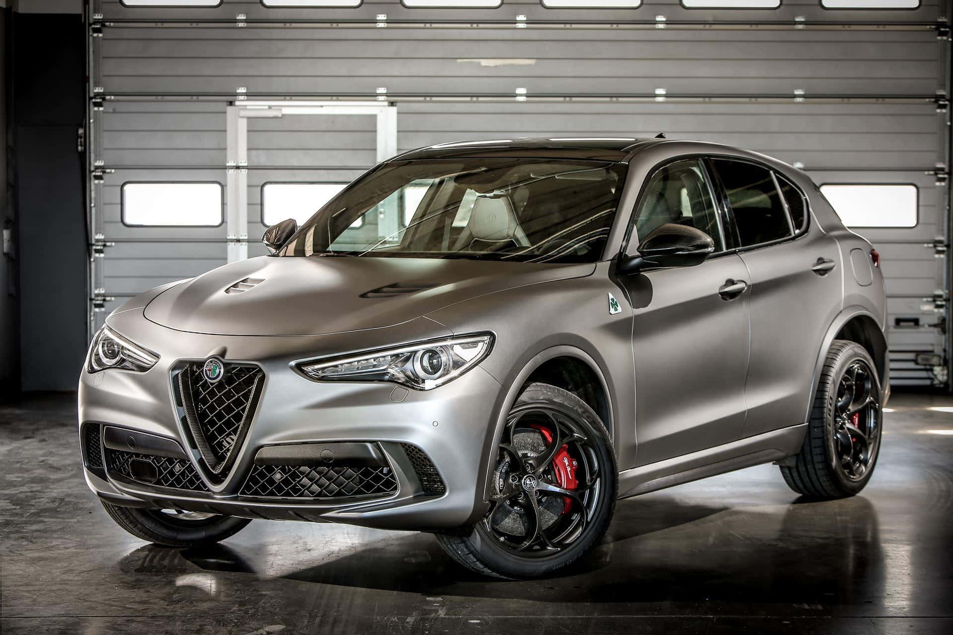 Alfa Romeo Stelvio, matte silver, red brake calipers, Full HD Desktop Wallpaper