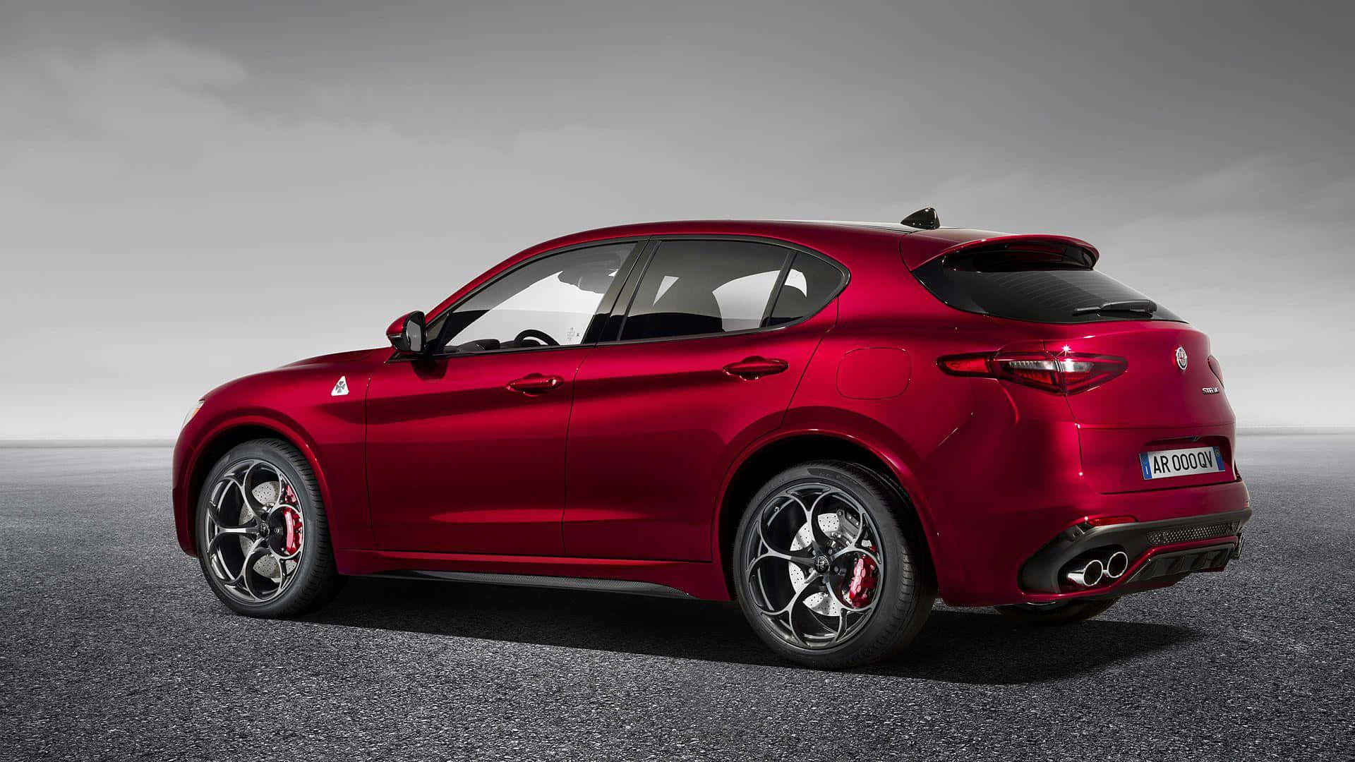 Alfa Romeo Stelvio, glossy red, gray asphalt, Full HD Desktop Wallpaper