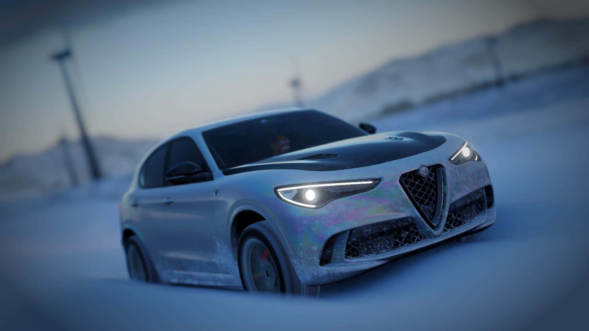 Alfa Romeo Stelvio, silver, snowy terrain, Full HD Desktop Wallpaper
