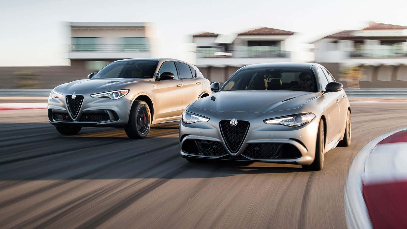 Alfa Romeo Stelvio, silver, sunlit track, HD Desktop Wallpaper