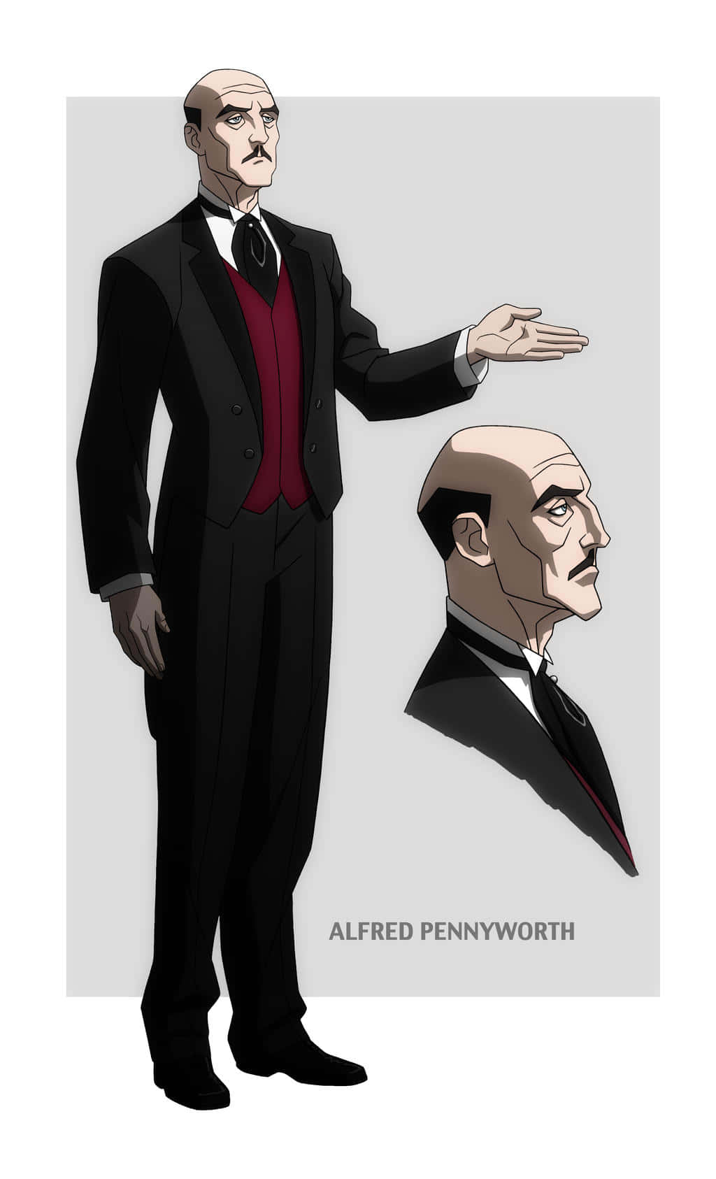 Alfred Pennyworth, black suit, red vest, HD Phone Wallpaper