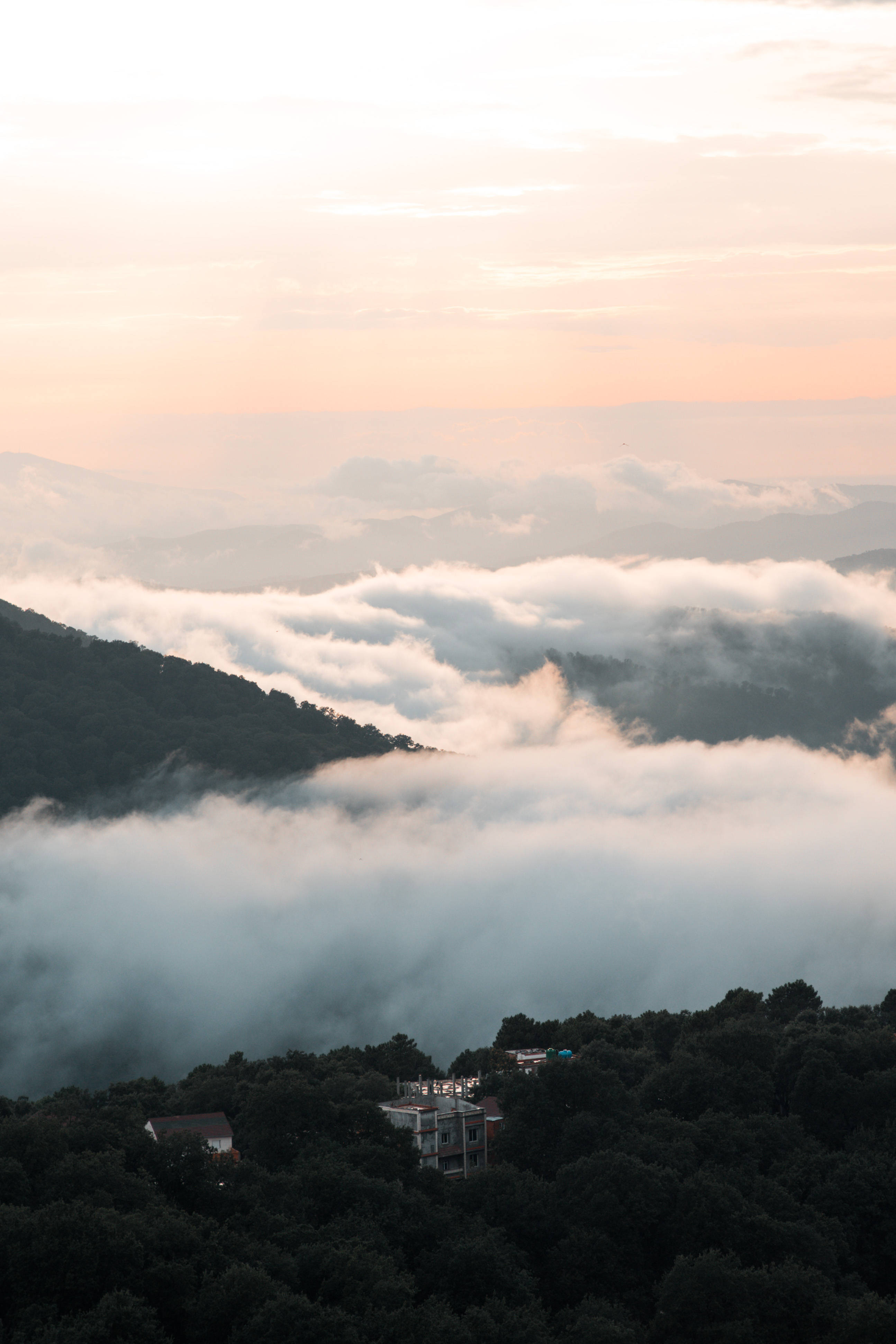 Algeria, misty mountains, dawn, 4K Phone Wallpaper