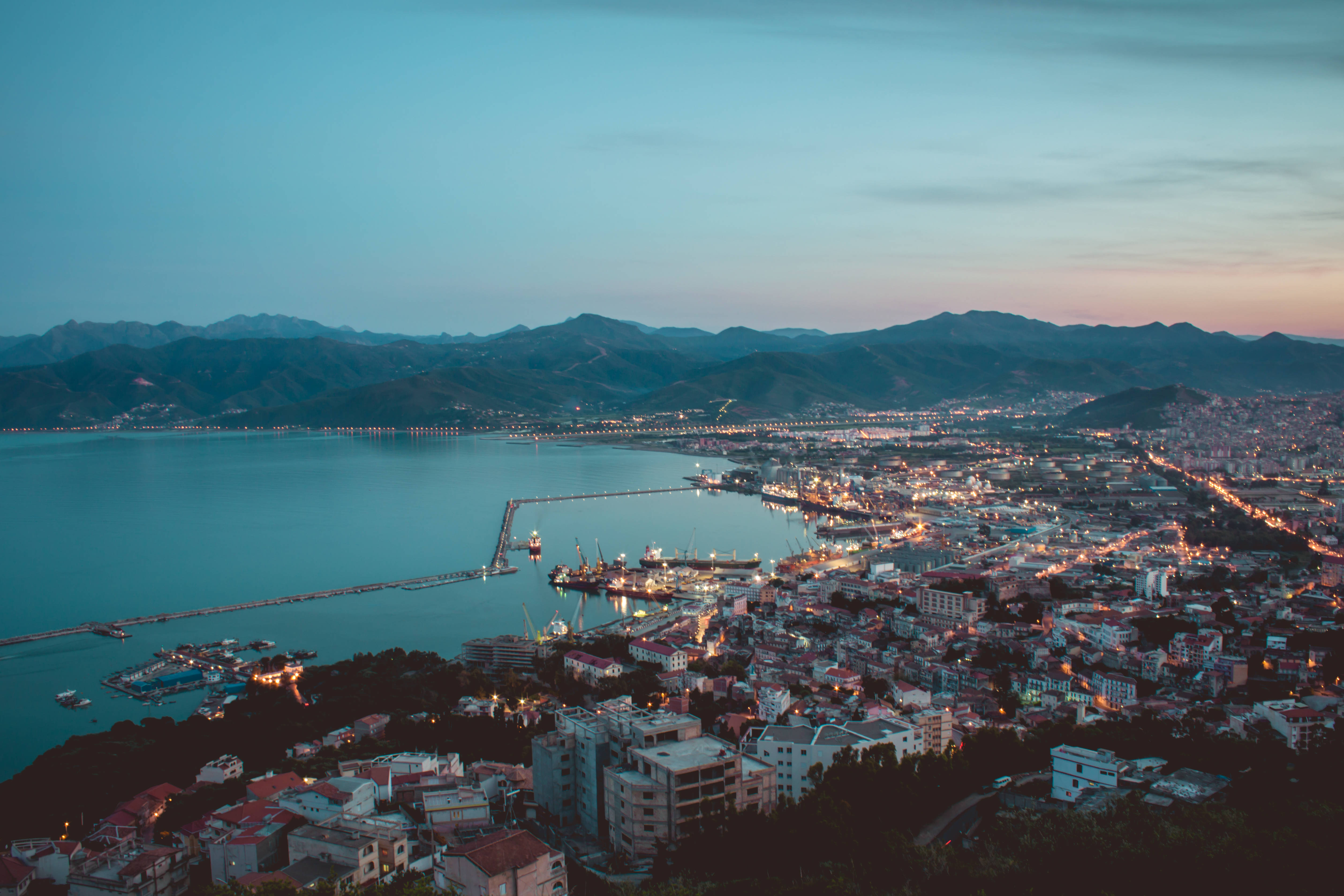 Algeria, coastal city, dusk, 4K Desktop Wallpaper