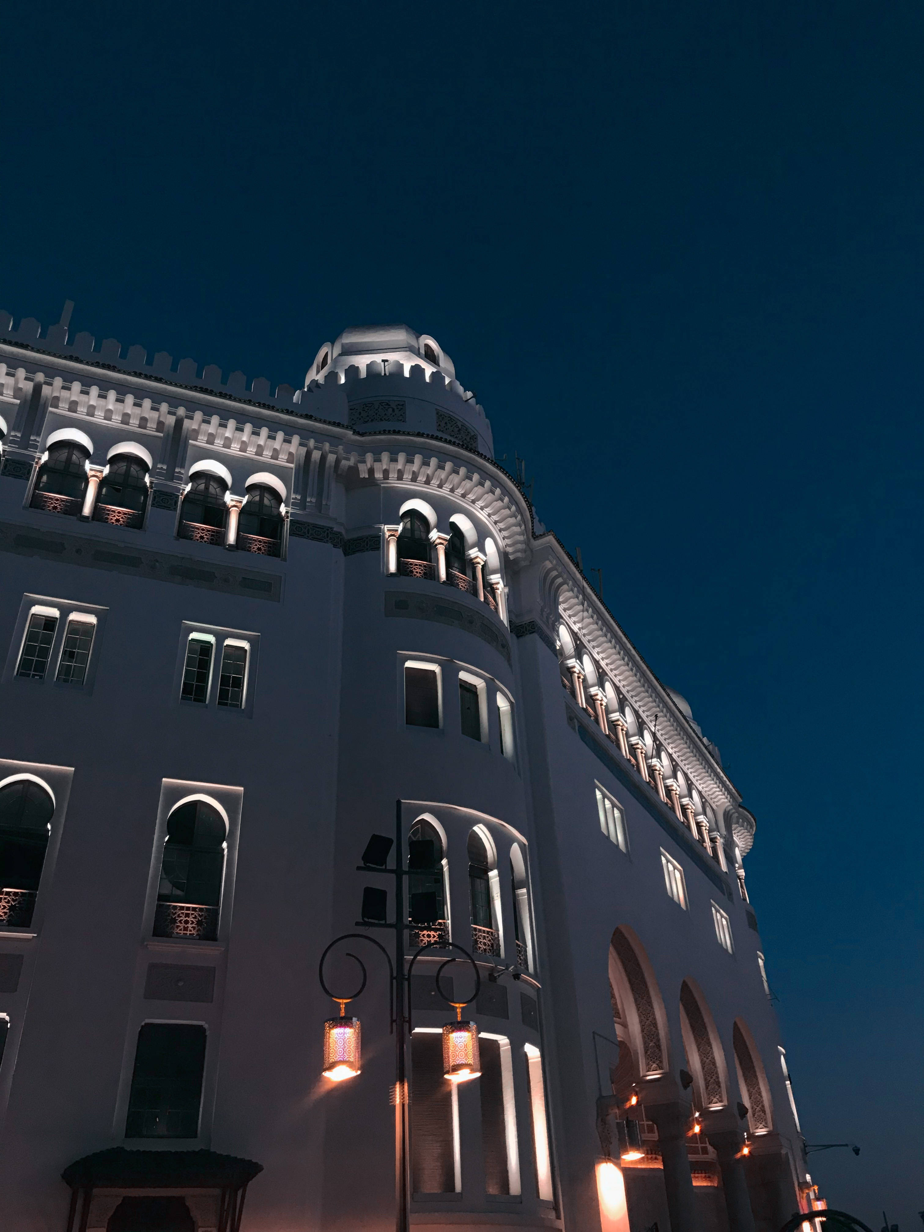 Algeria, white building, arched windows, 4K Phone Wallpaper