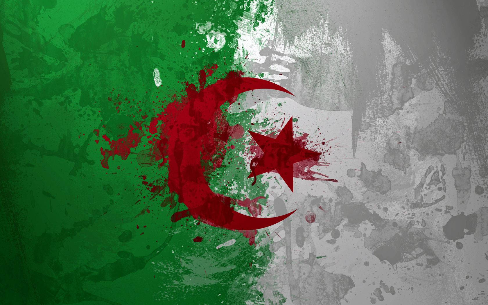 Algeria, red crescent, star, HD Desktop Wallpaper