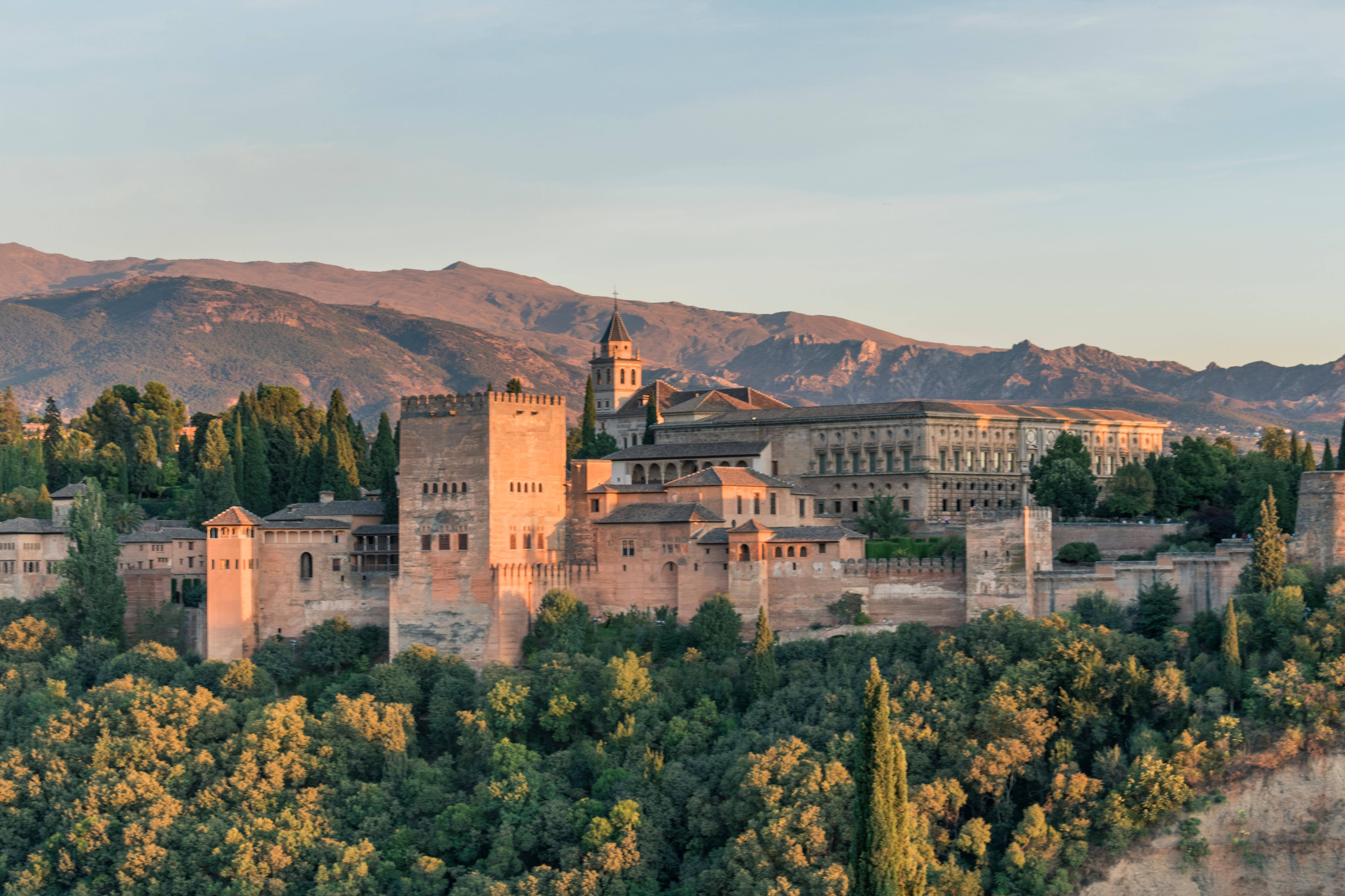 Alhambra, Sunset, golden light, 5K Desktop Wallpaper