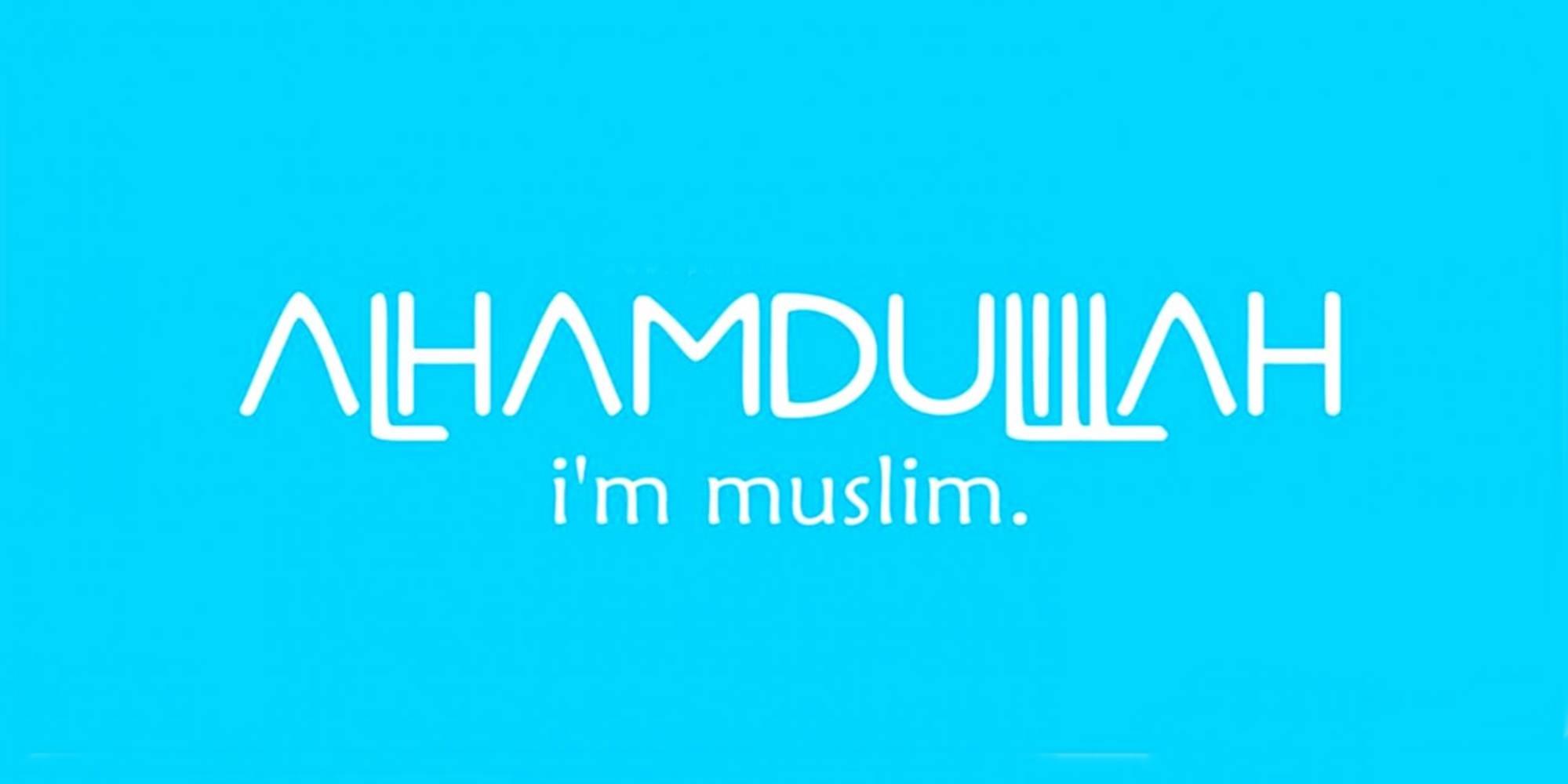 sky blue, ALHAMDULILLAH, white text, Full HD Desktop Wallpaper