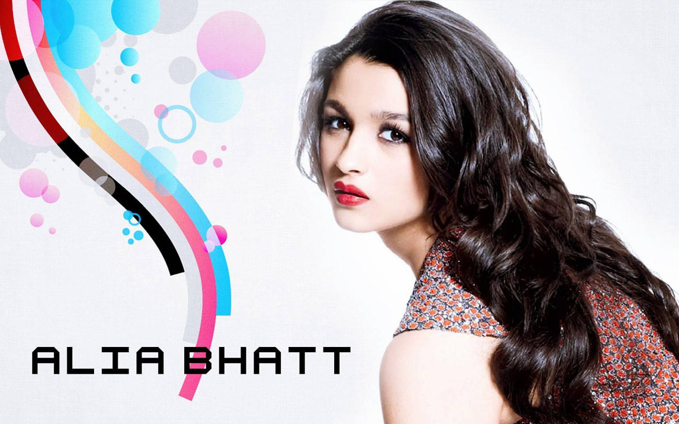 Alia Bhatt, blue and orange dress, wavy dark hair, HD Desktop Wallpaper