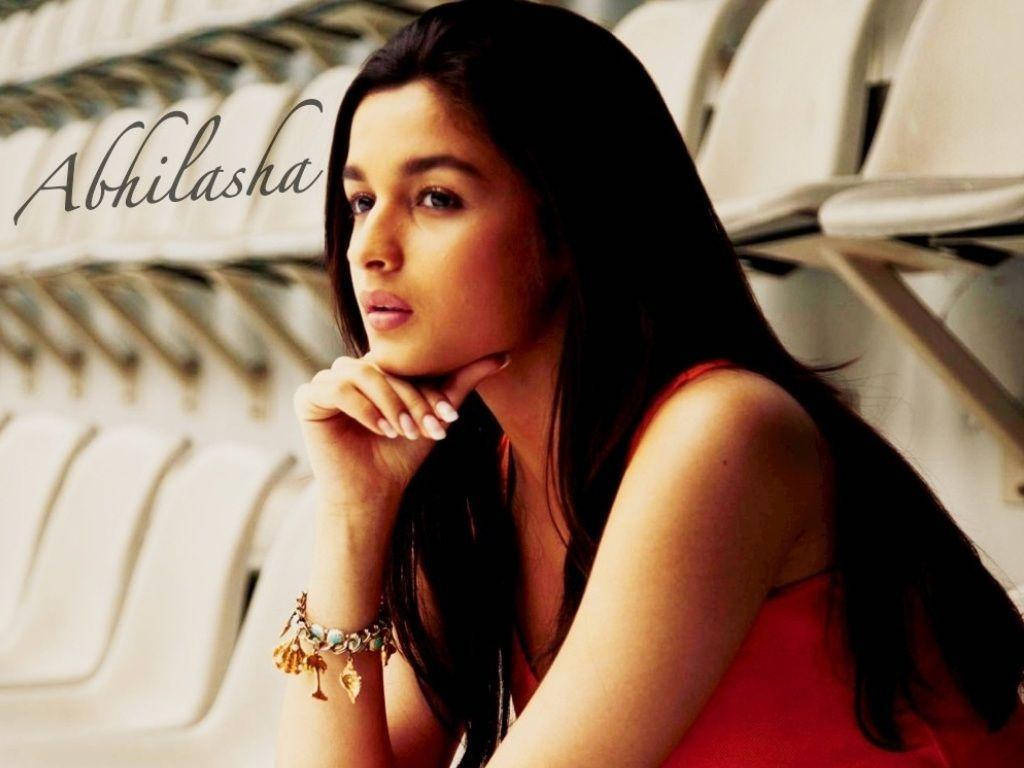Alia Bhatt, long dark hair, white stadium seats, SD Desktop Wallpaper