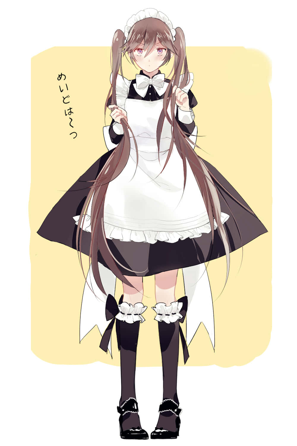 Alice Baskerville, maid outfit, long brown pigtails, HD Phone Wallpaper