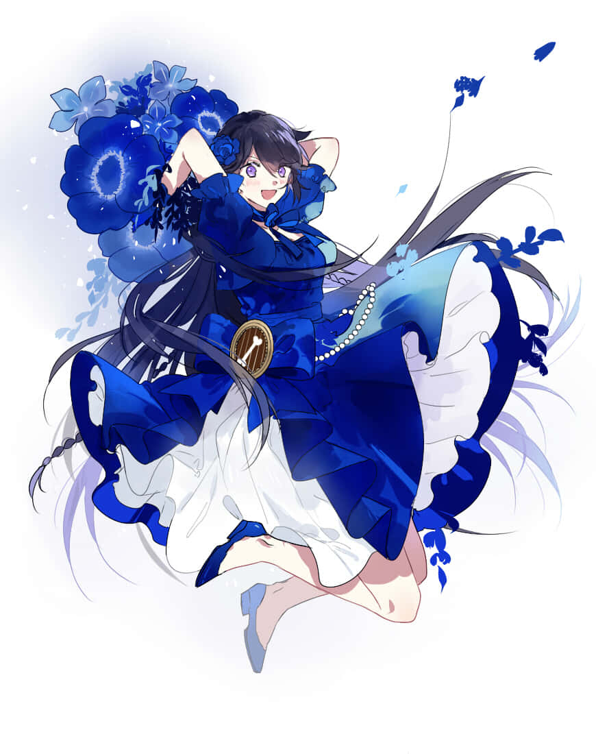 Alice Baskerville, anime girl, flowing blue and white dress, SD Phone Wallpaper