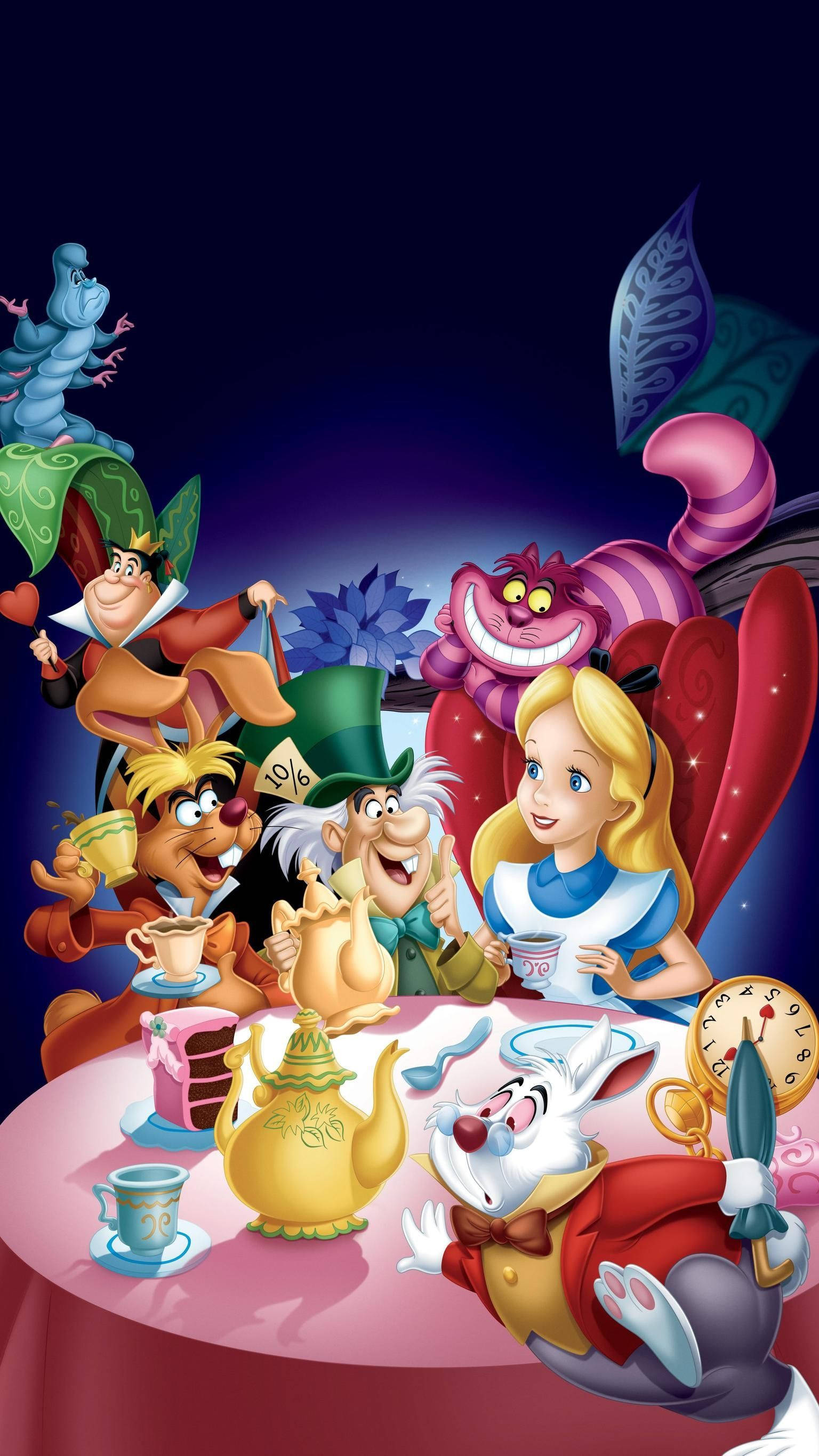 Alice In Wonderland Phone, Alice, whimsical characters, 2K Phone Wallpaper