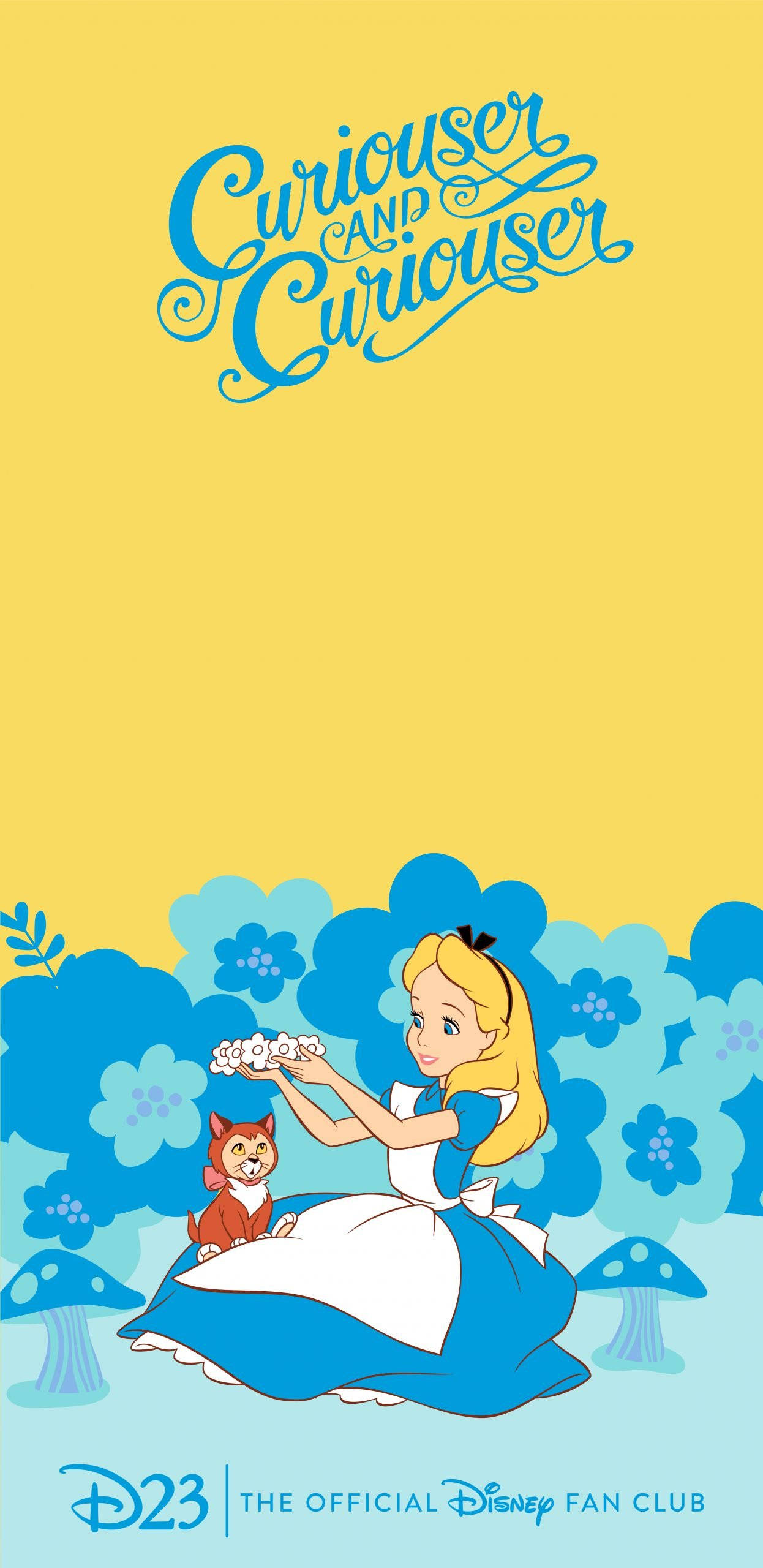 Alice in Wonderland, red cat, blue flowers, 2K Phone Wallpaper