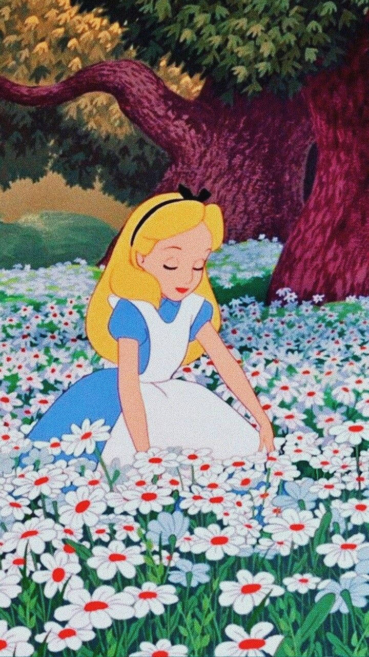 Alice In Wonderland Phone, Alice in Wonderland, white daisies, HD Phone Wallpaper