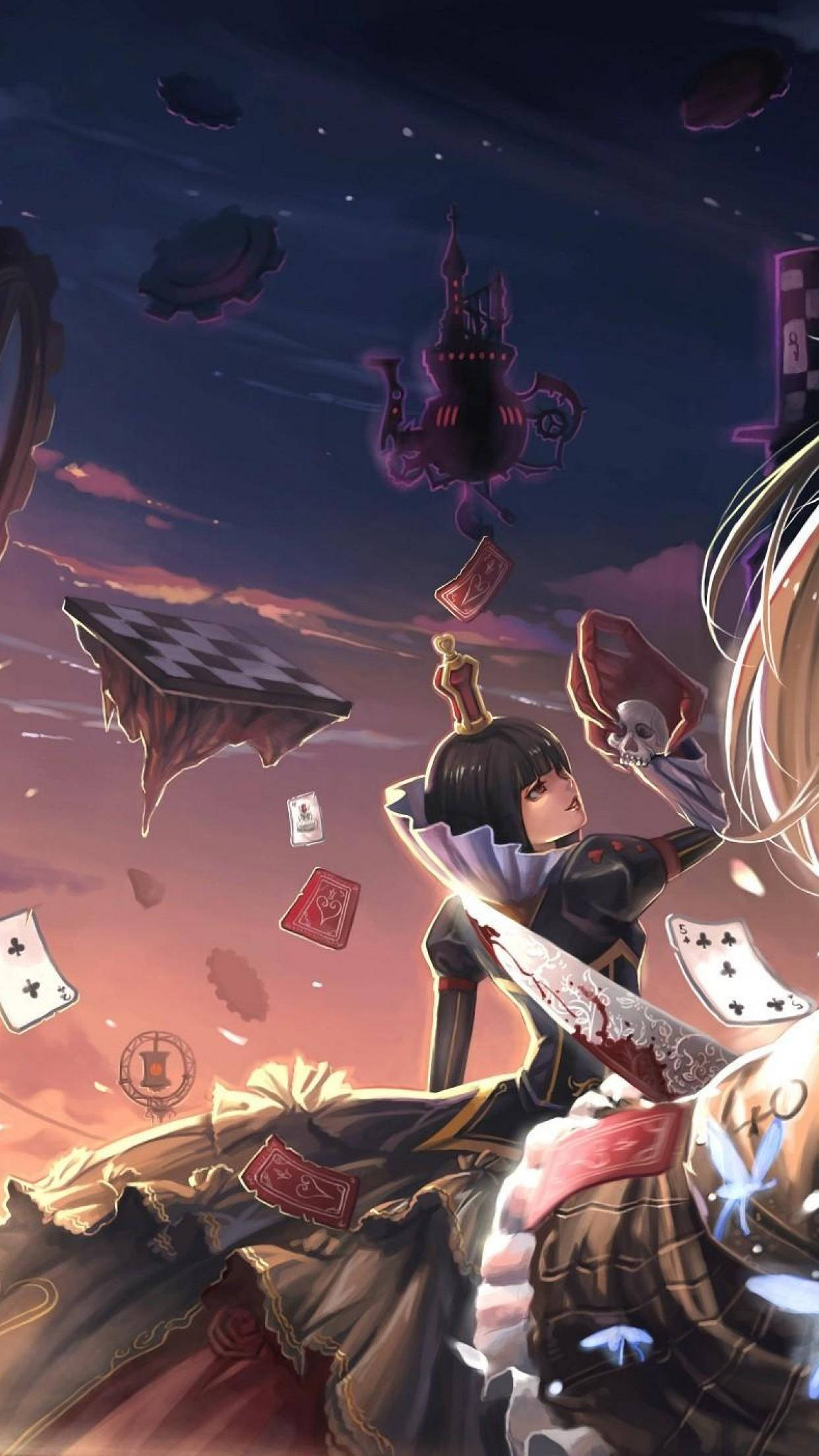 Alice In Wonderland, anime girl, ornate armor, Full HD Phone Wallpaper