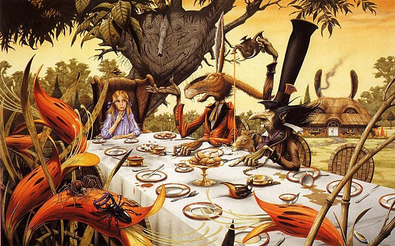 Alice, Wonderland, trippy comic art, HD Desktop Wallpaper