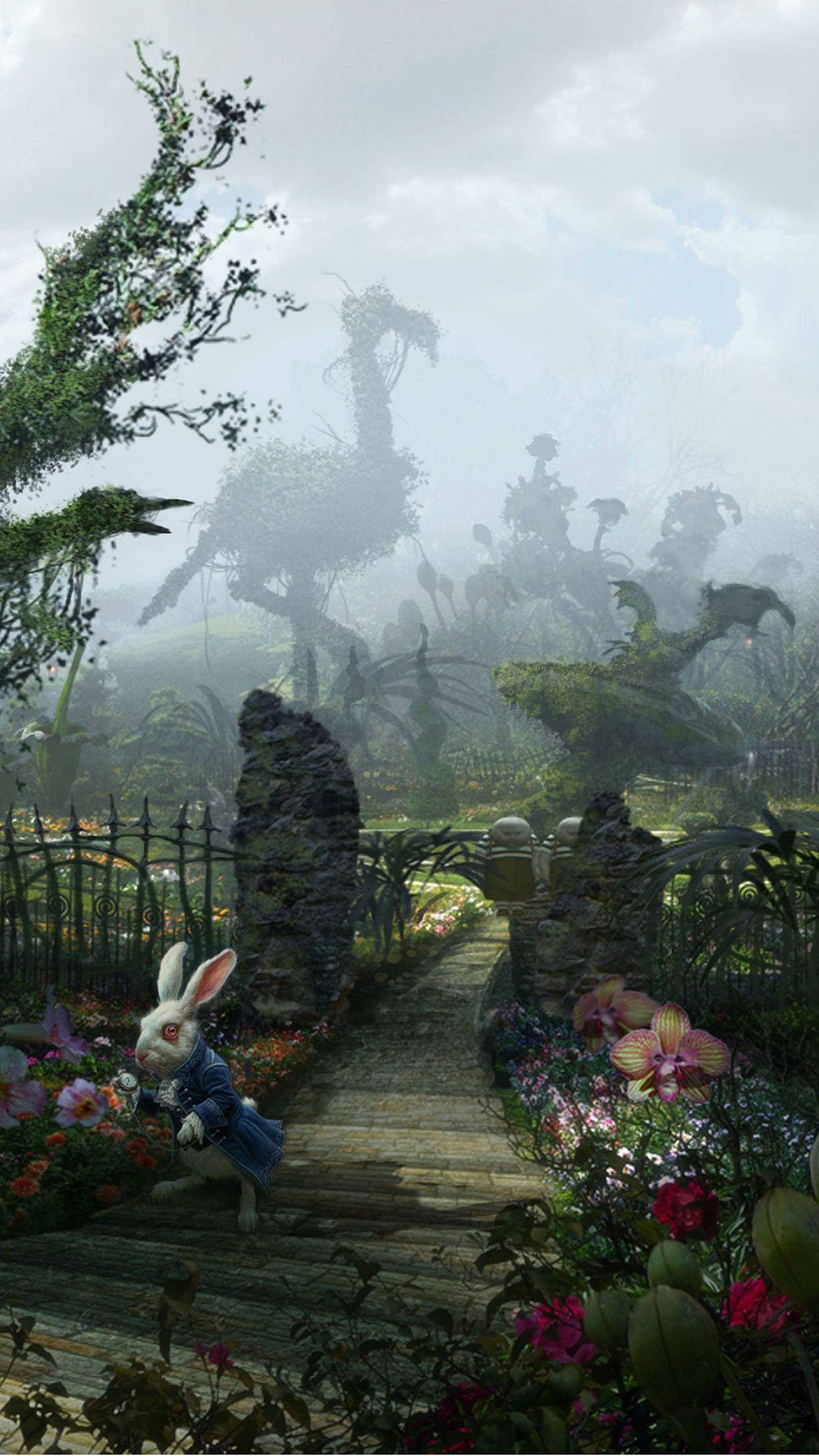 Alice In Wonderland Phone, white rabbit, blue coat, Full HD Phone Wallpaper