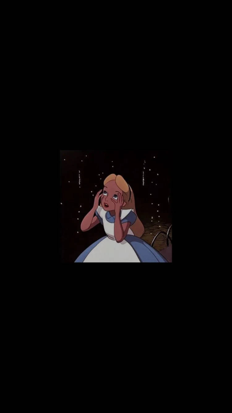 Alice In Wonderland, starry backdrop, dark, HD Phone Wallpaper