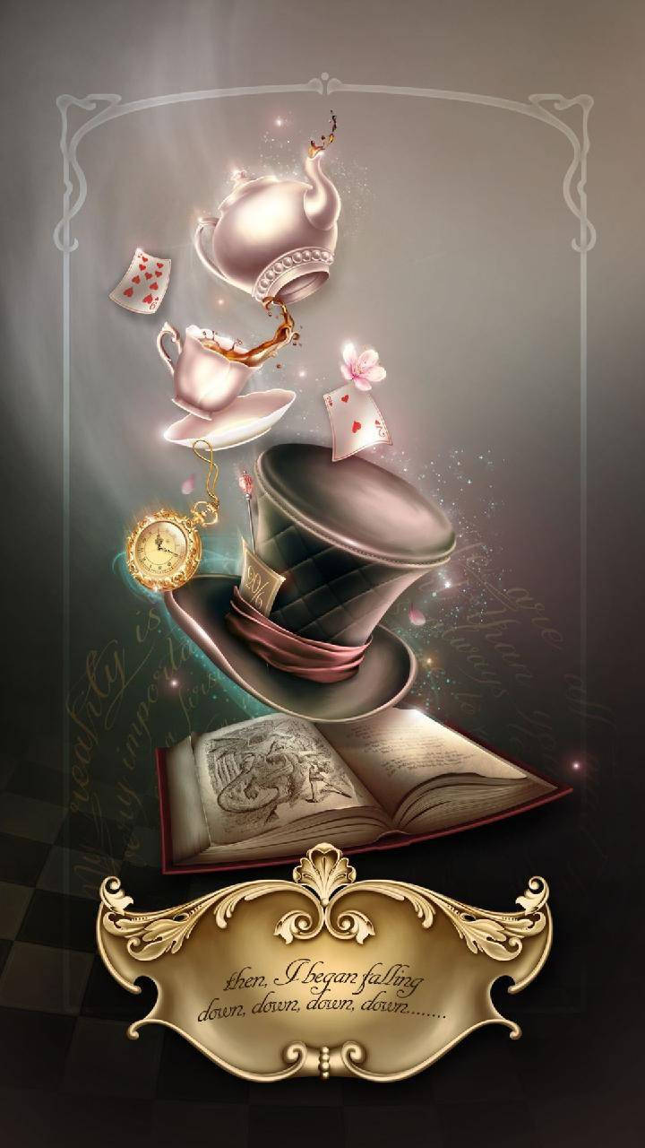 Alice In Wonderland, top hat, teapot, HD Phone Wallpaper